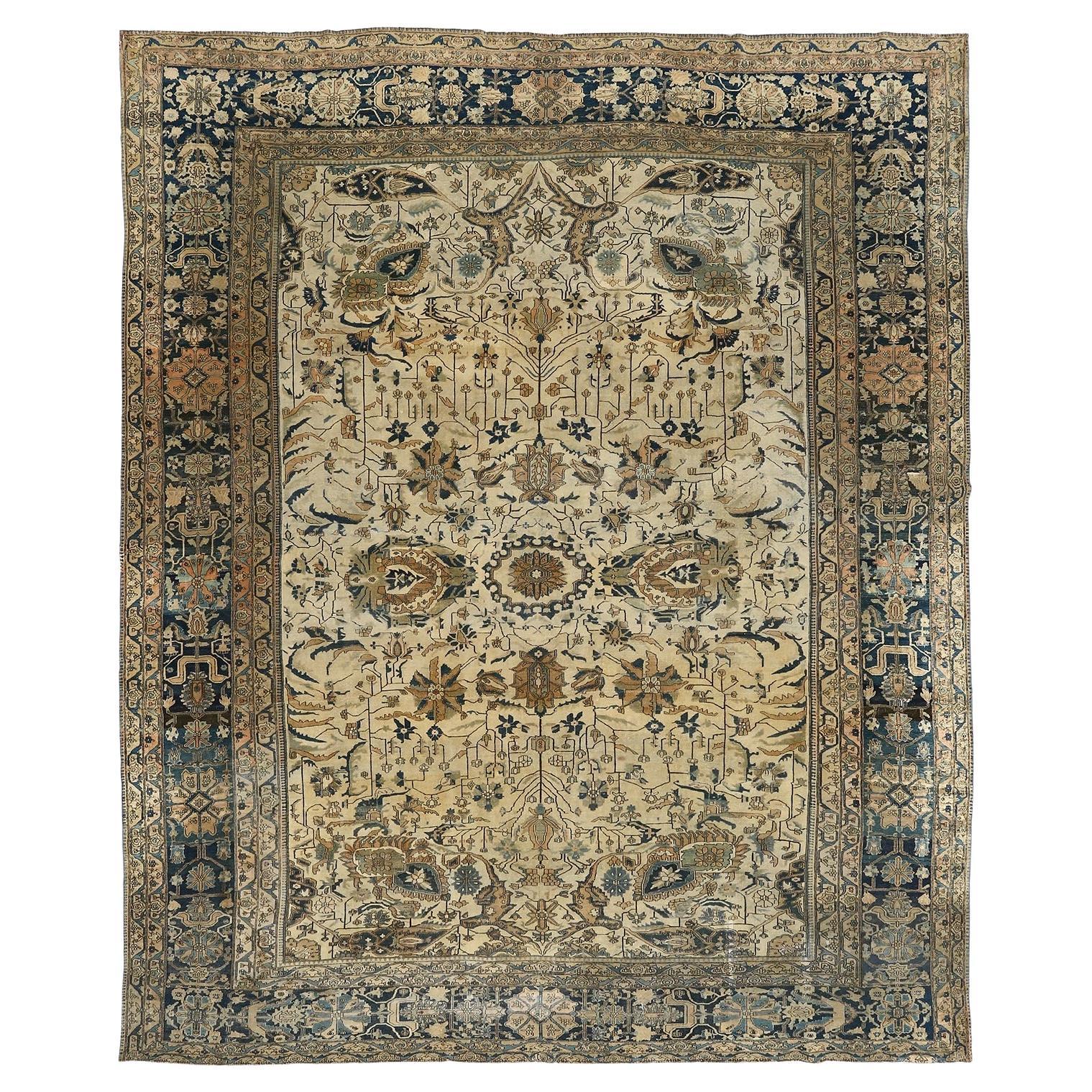 Antique Persian Kashan Mohtasham Rug - Size: 12'0x10'0