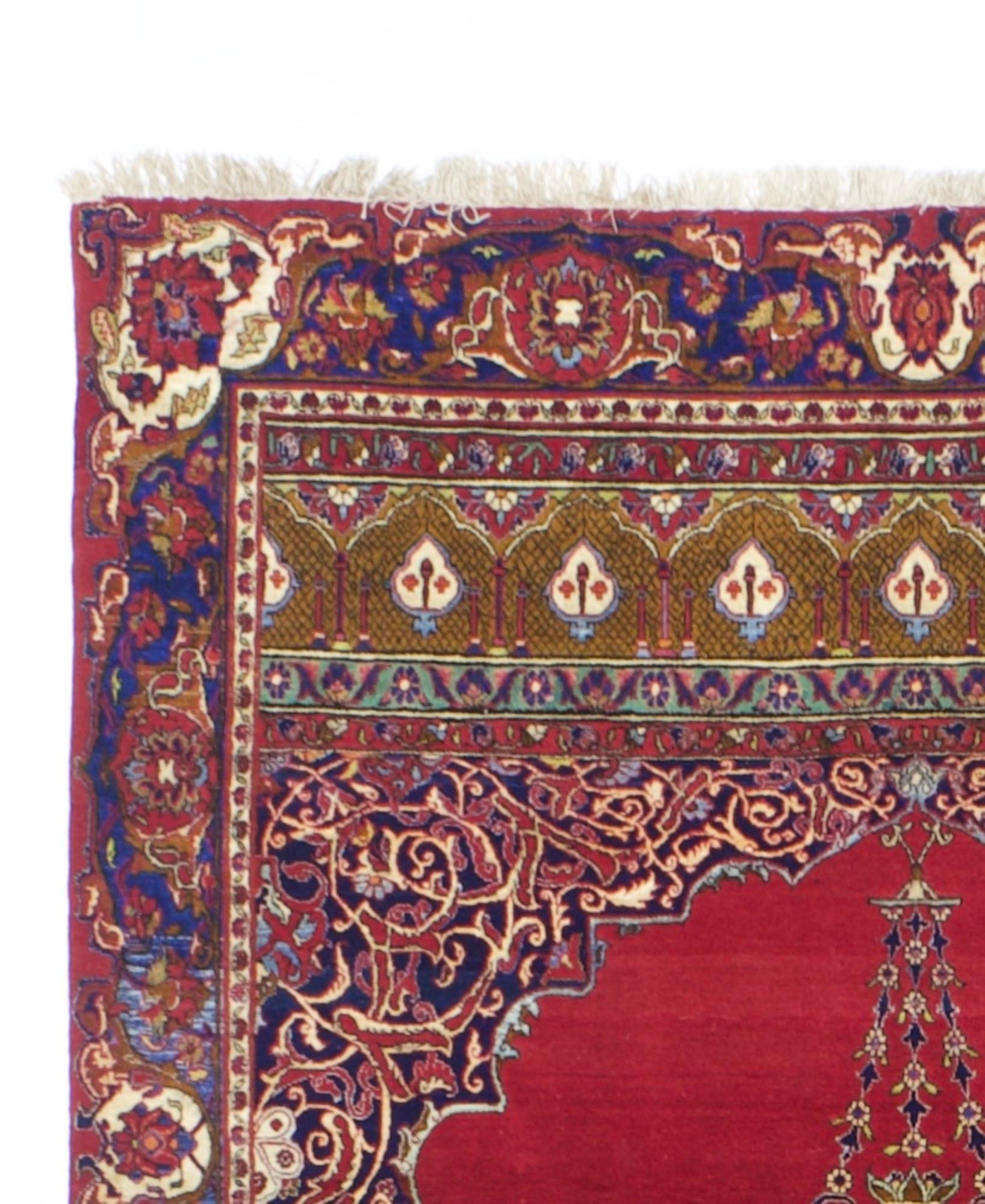 20th Century Antique Persian Kashan One of Pair Rug 4'3