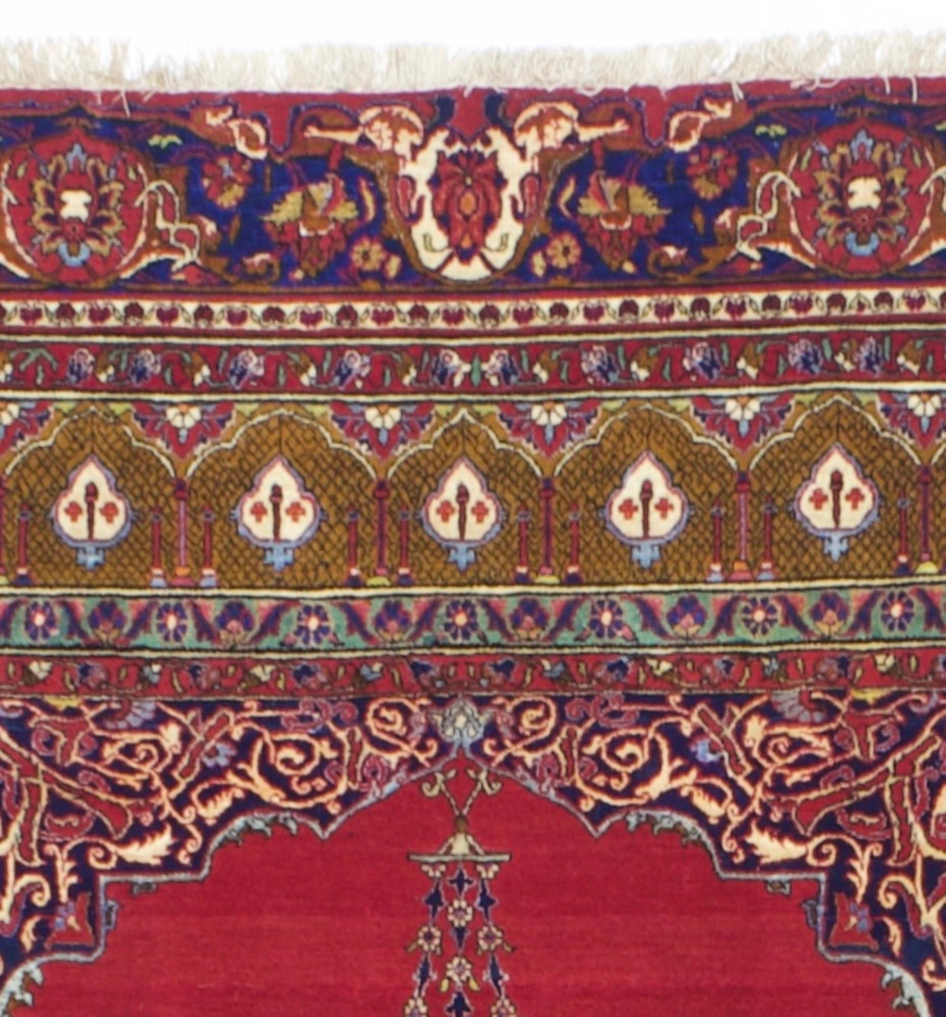 Silk Antique Persian Kashan One of Pair Rug 4'3