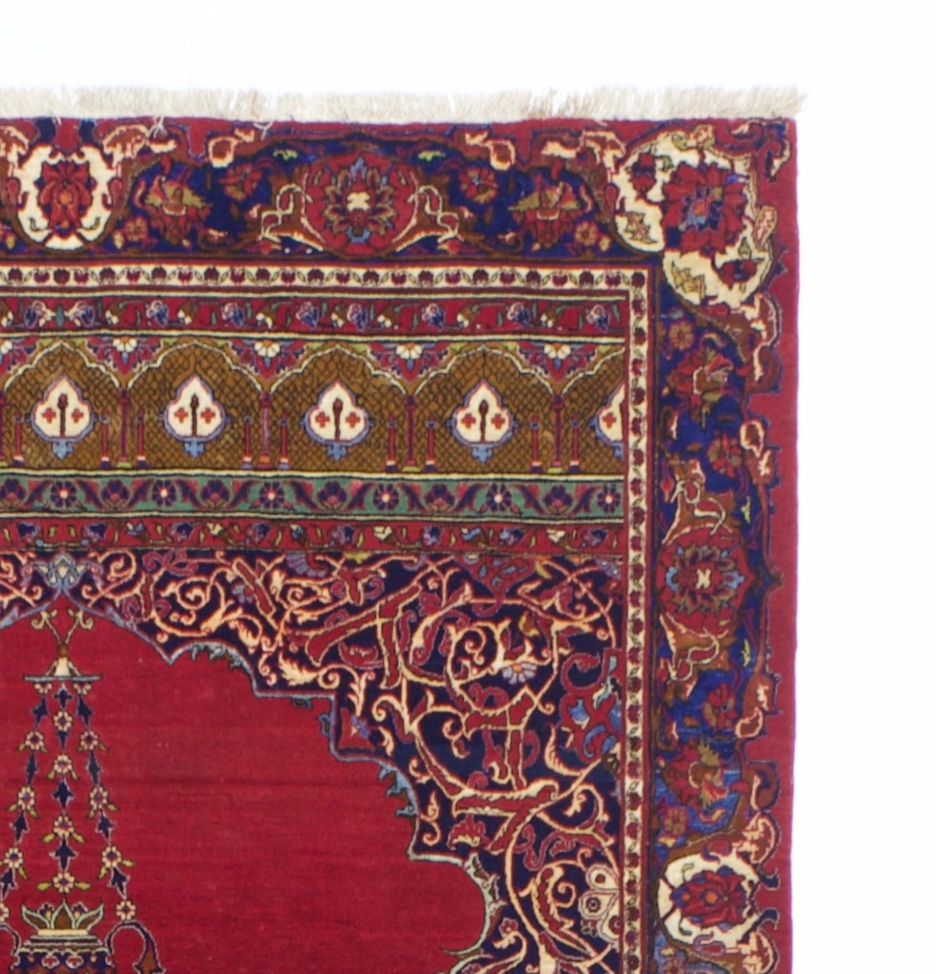 20th Century Antique Persian Kashan One of Pair Rug 4’4