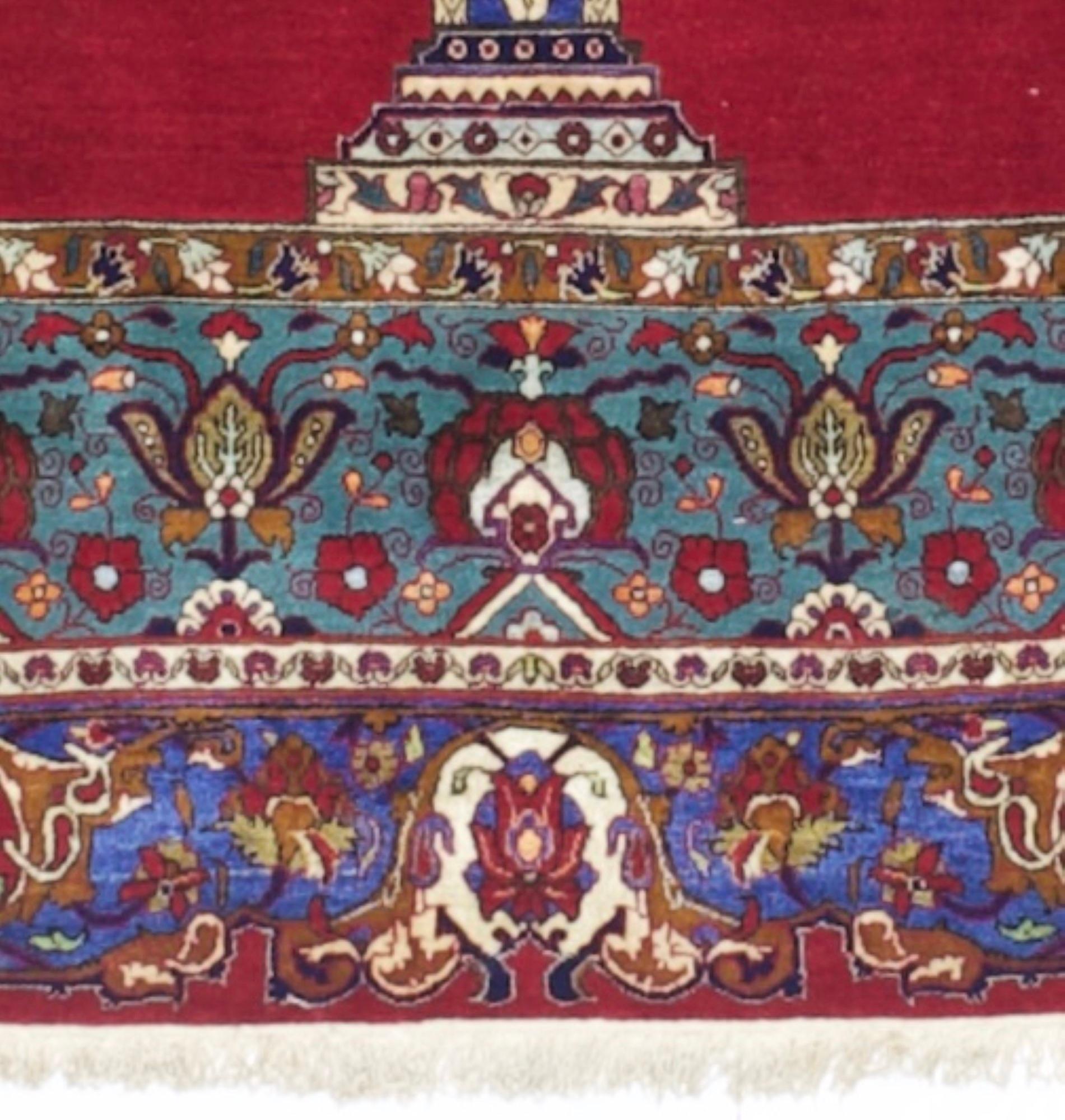 Silk Antique Persian Kashan One of Pair Rug 4’4