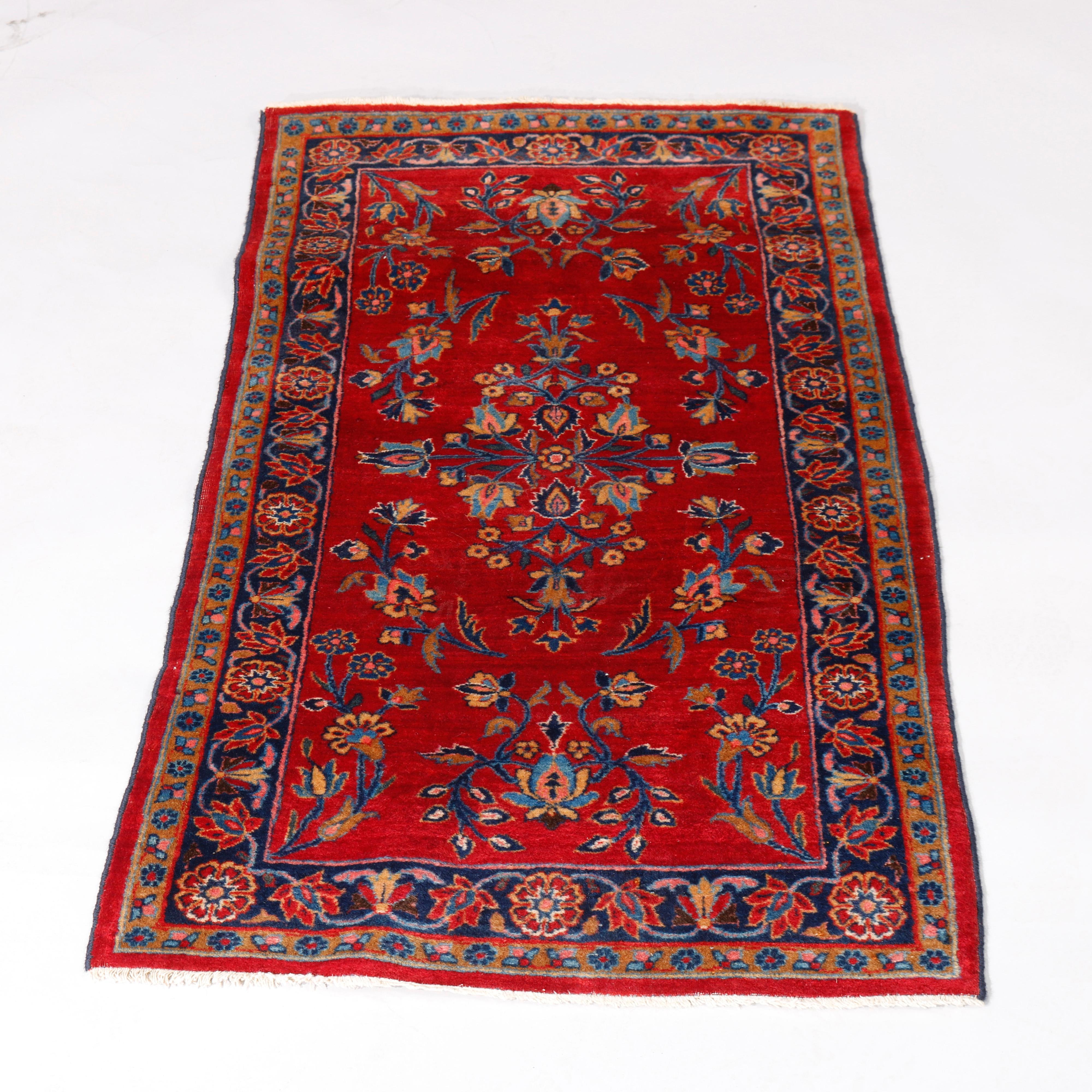 Woven Antique Persian Kashan Oriental Wool Rug, circa 1930 For Sale
