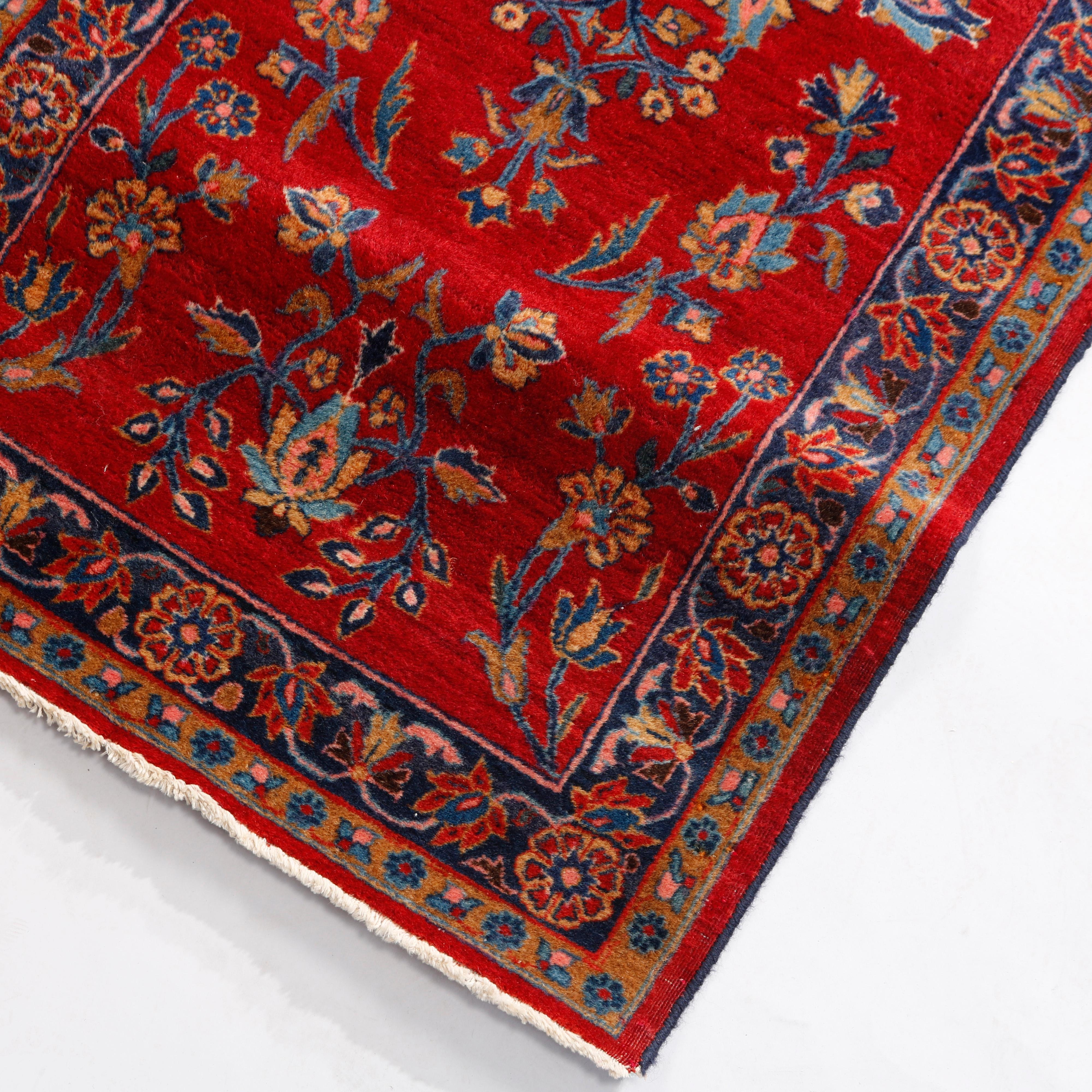 20th Century Antique Persian Kashan Oriental Wool Rug, circa 1930 For Sale