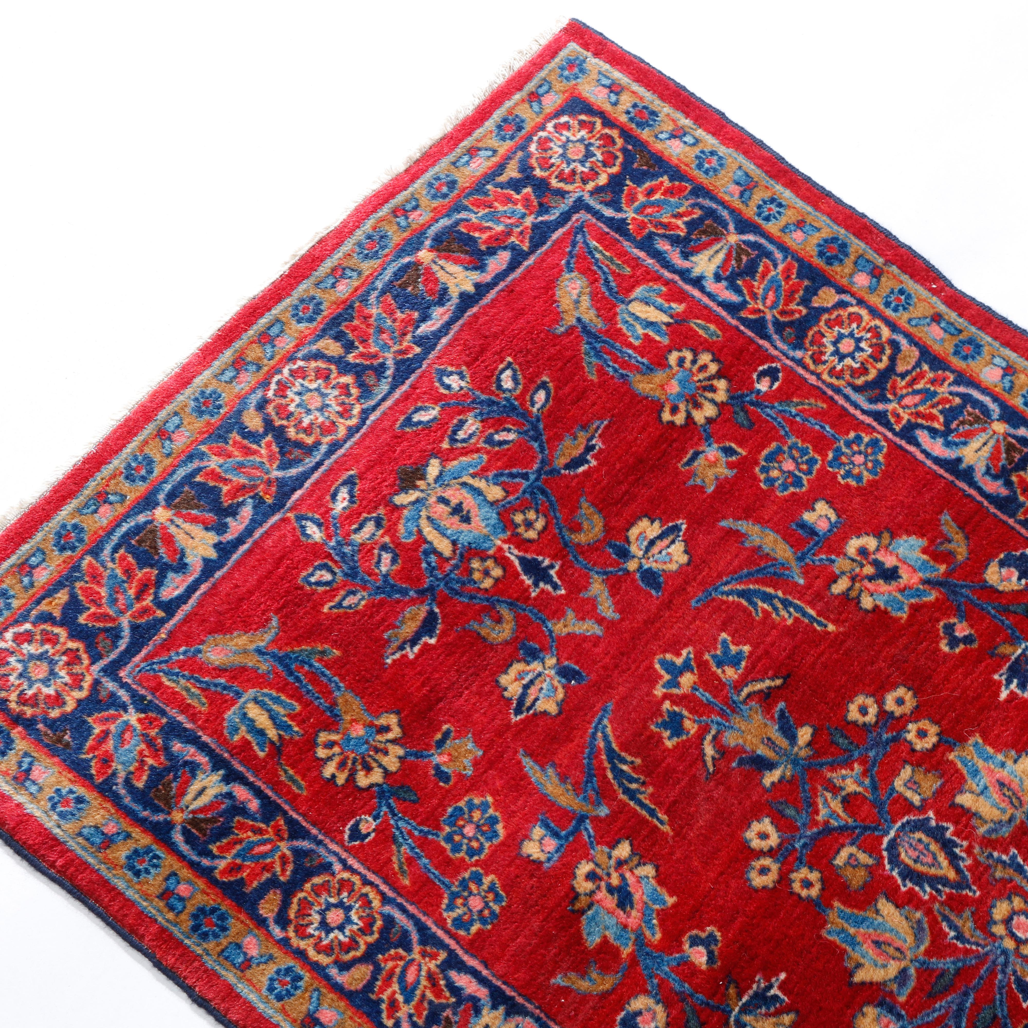 Antique Persian Kashan Oriental Wool Rug, circa 1930 For Sale 2