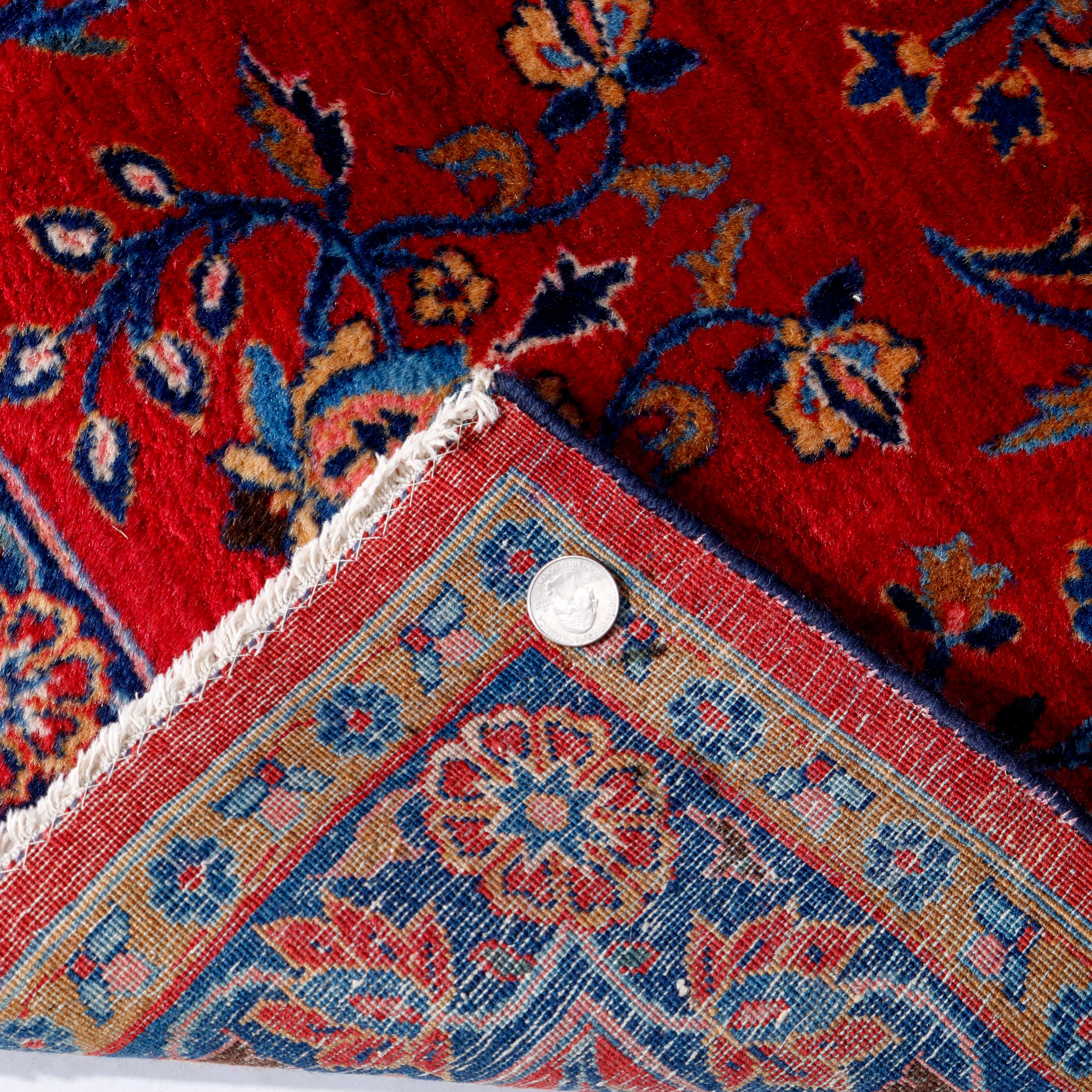 Antique Persian Kashan Oriental Wool Rug, circa 1930 For Sale 3