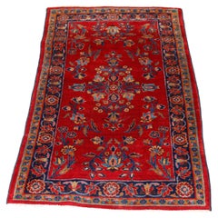 Antique Persian Kashan Oriental Wool Rug, circa 1930