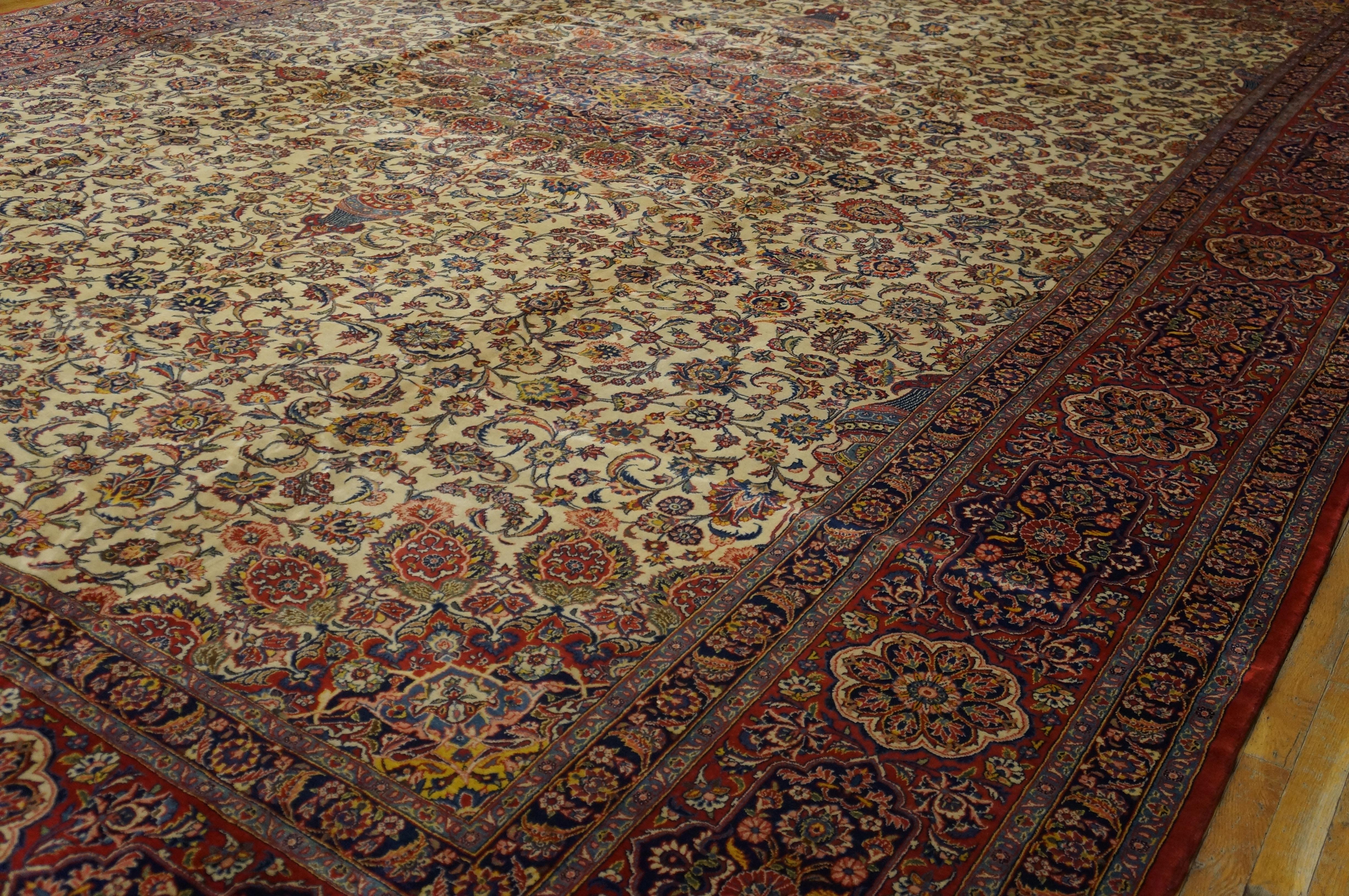 Antiker persischer Kashan-Teppich 13' 10 Zoll x 20' 4 Zoll im Angebot 3