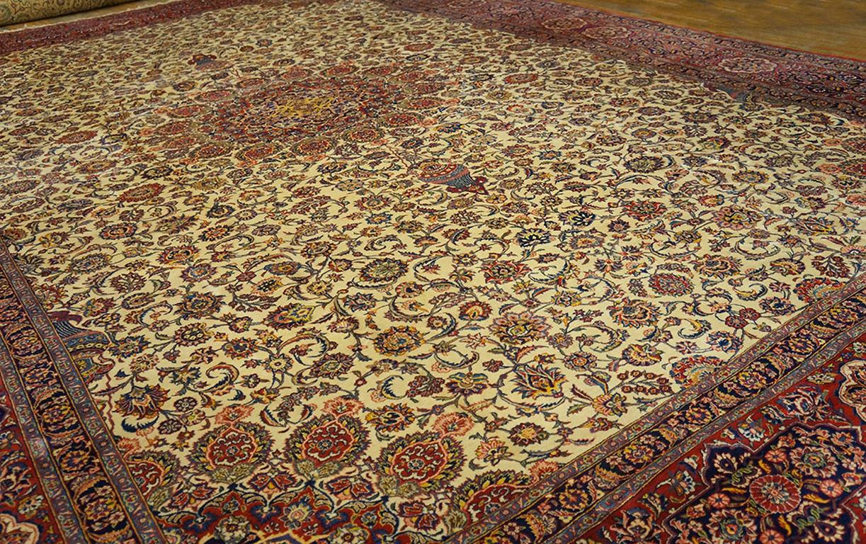 Antique Persian Kashan rug, size: 13' 10'' x 20' 4''.