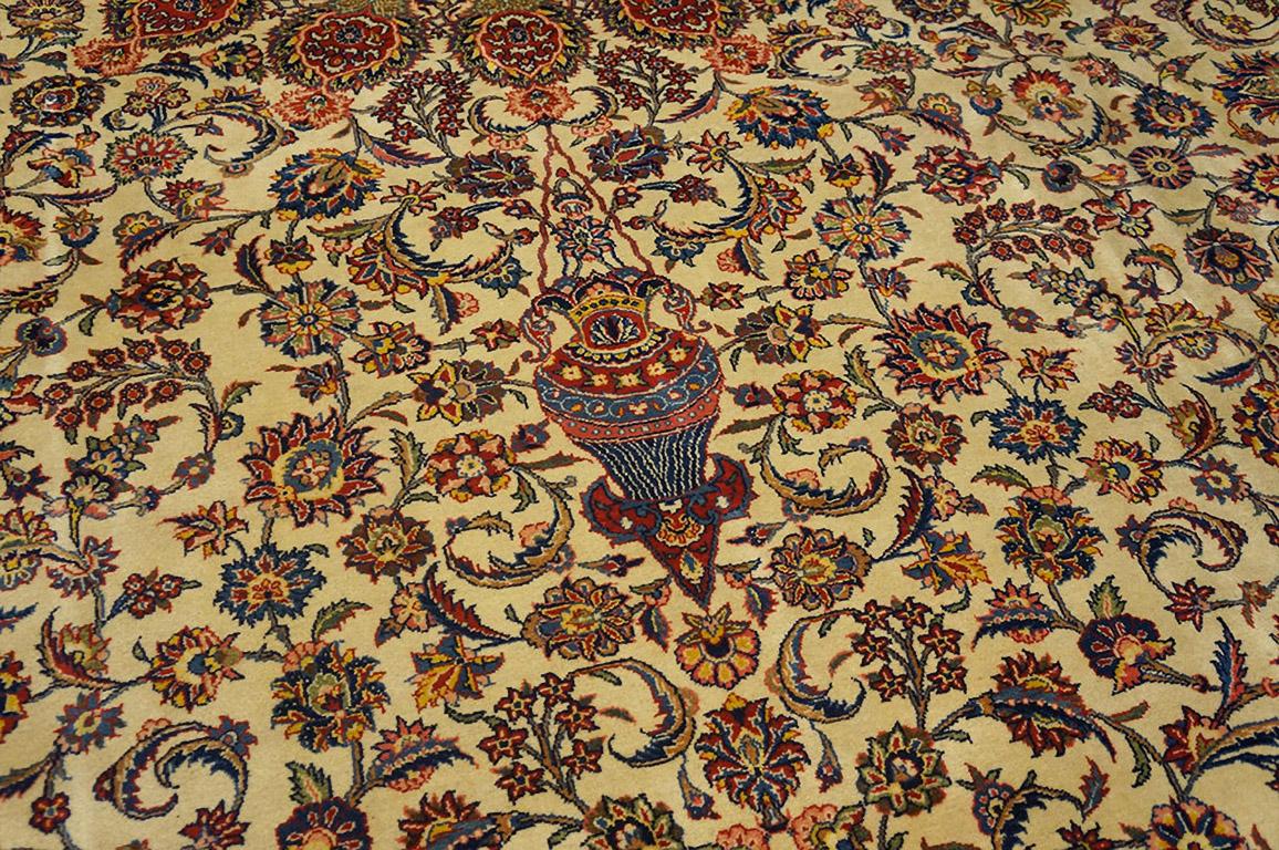 Hand-Knotted Antique Persian Kashan Rug 13' 10