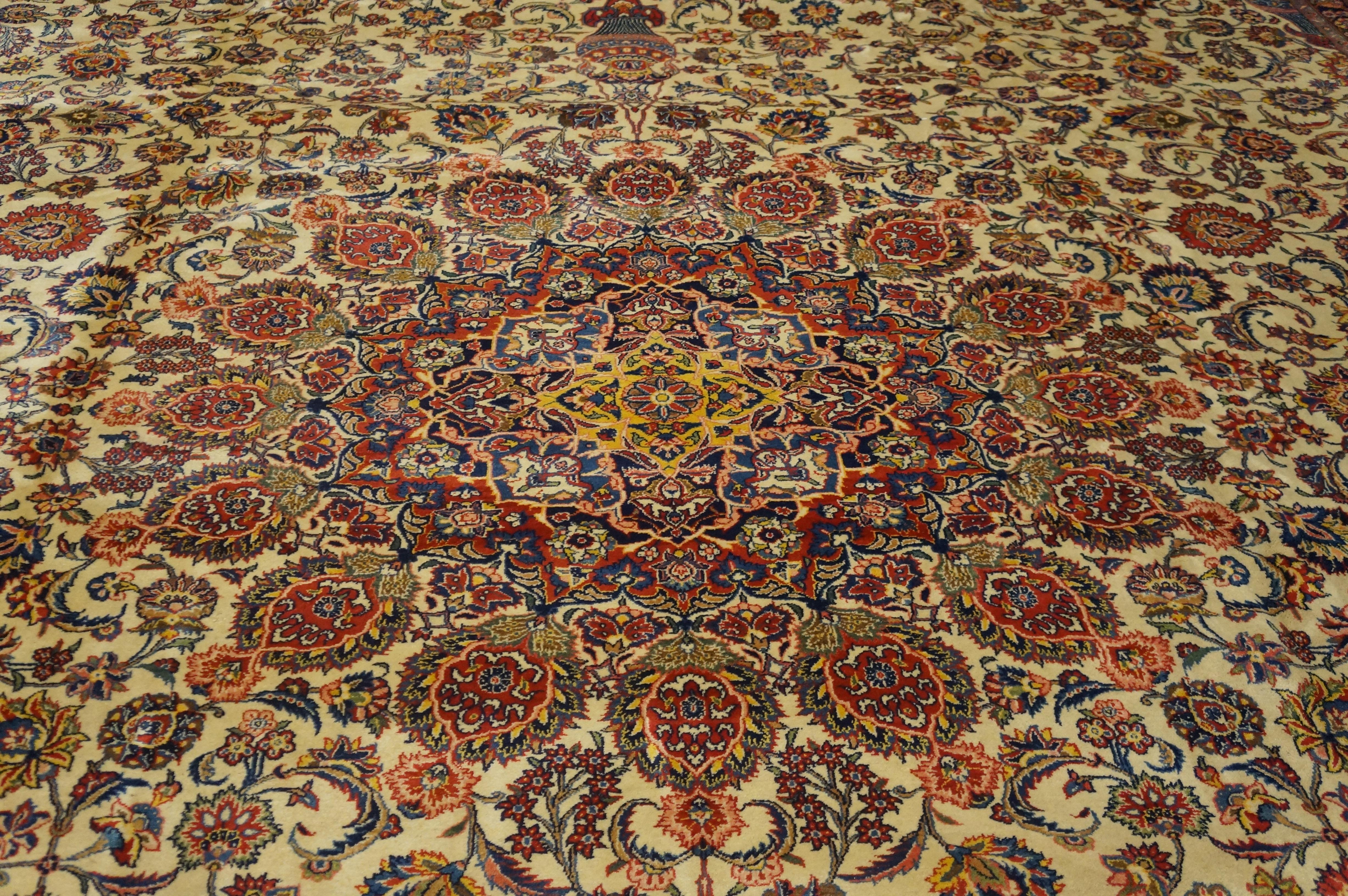 Wool Antique Persian Kashan Rug 13' 10