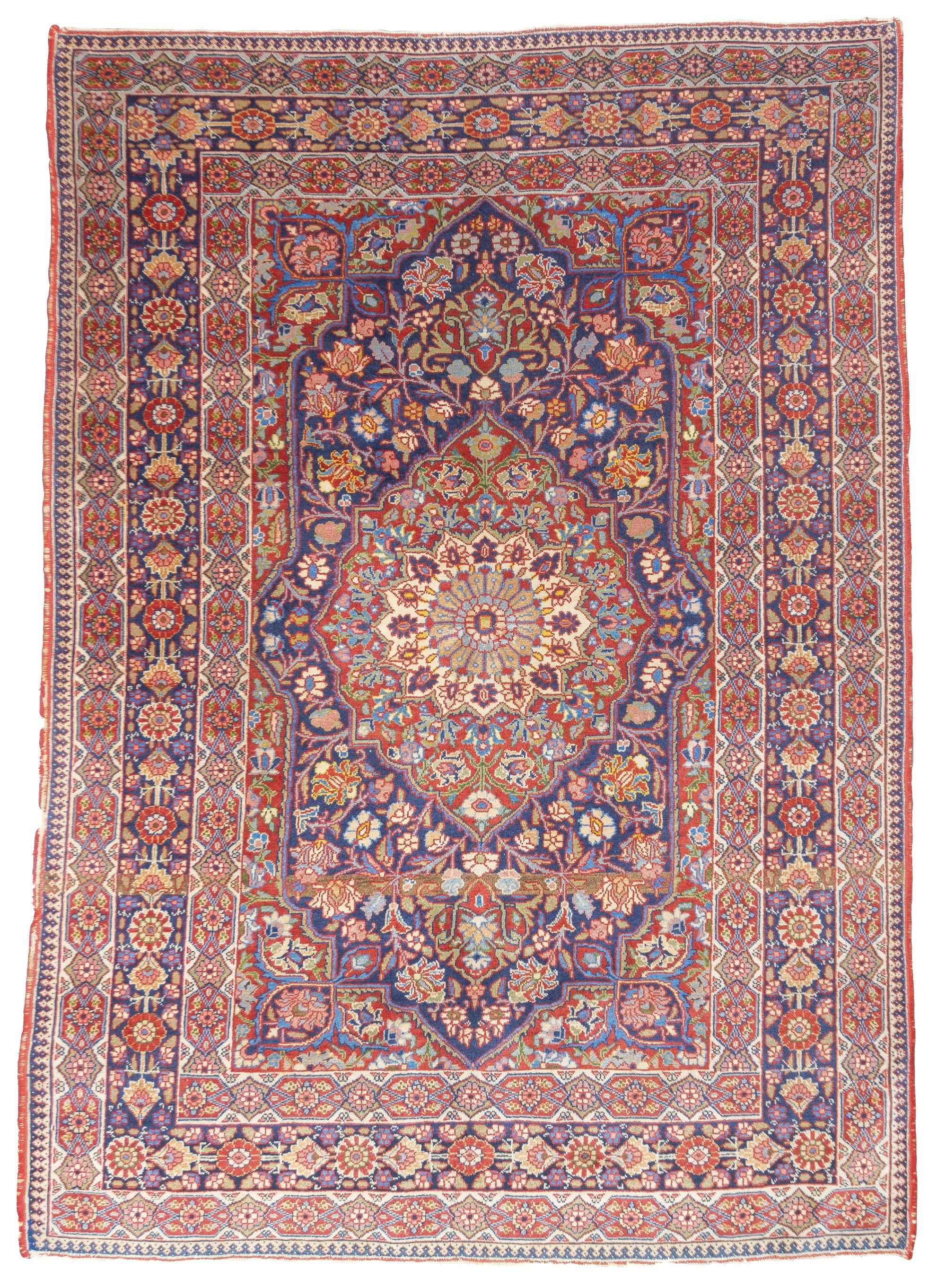 Antiker persischer Kashan-Teppich 4'0
