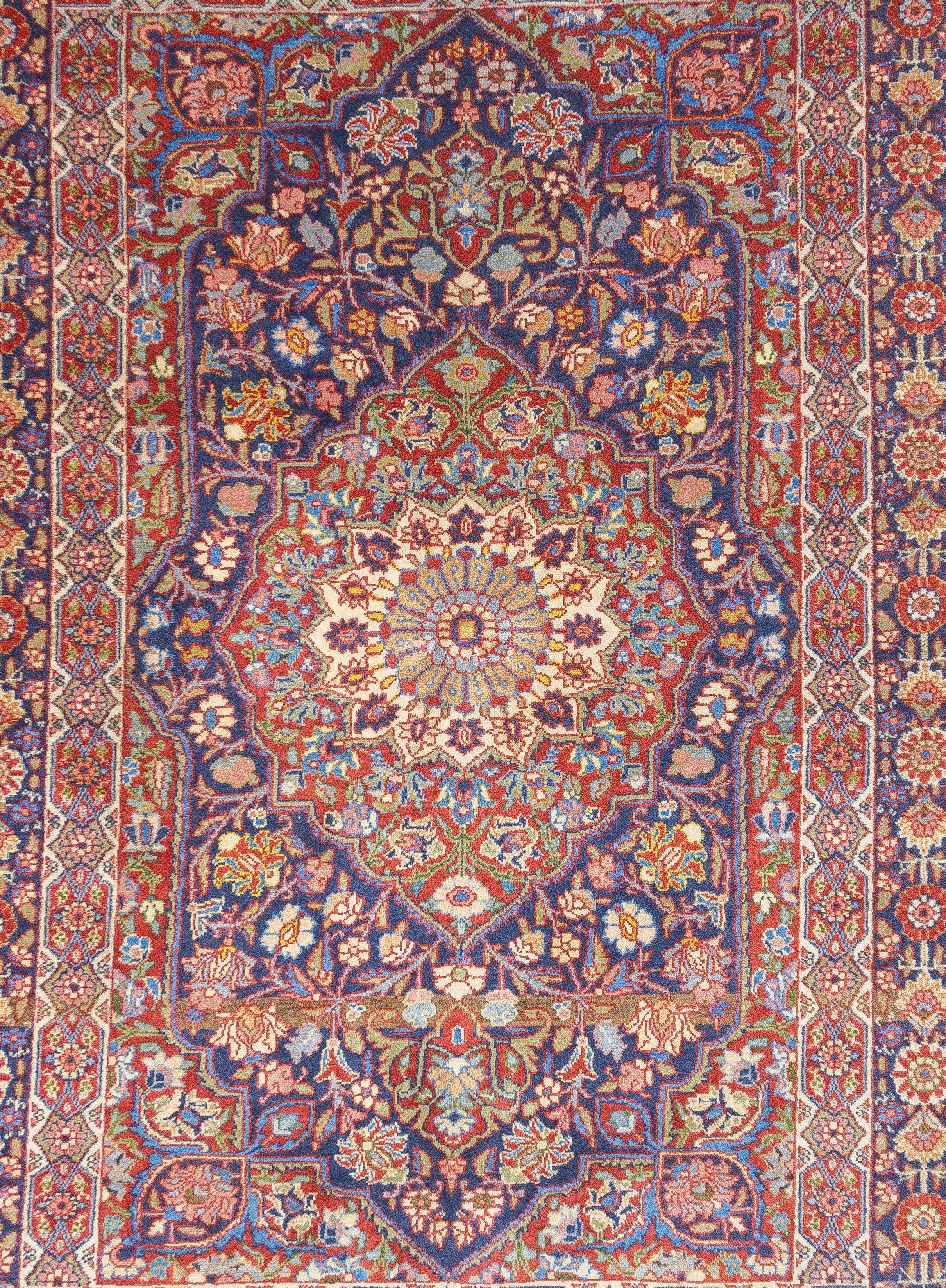 Antiker persischer Kashan-Teppich 4'0