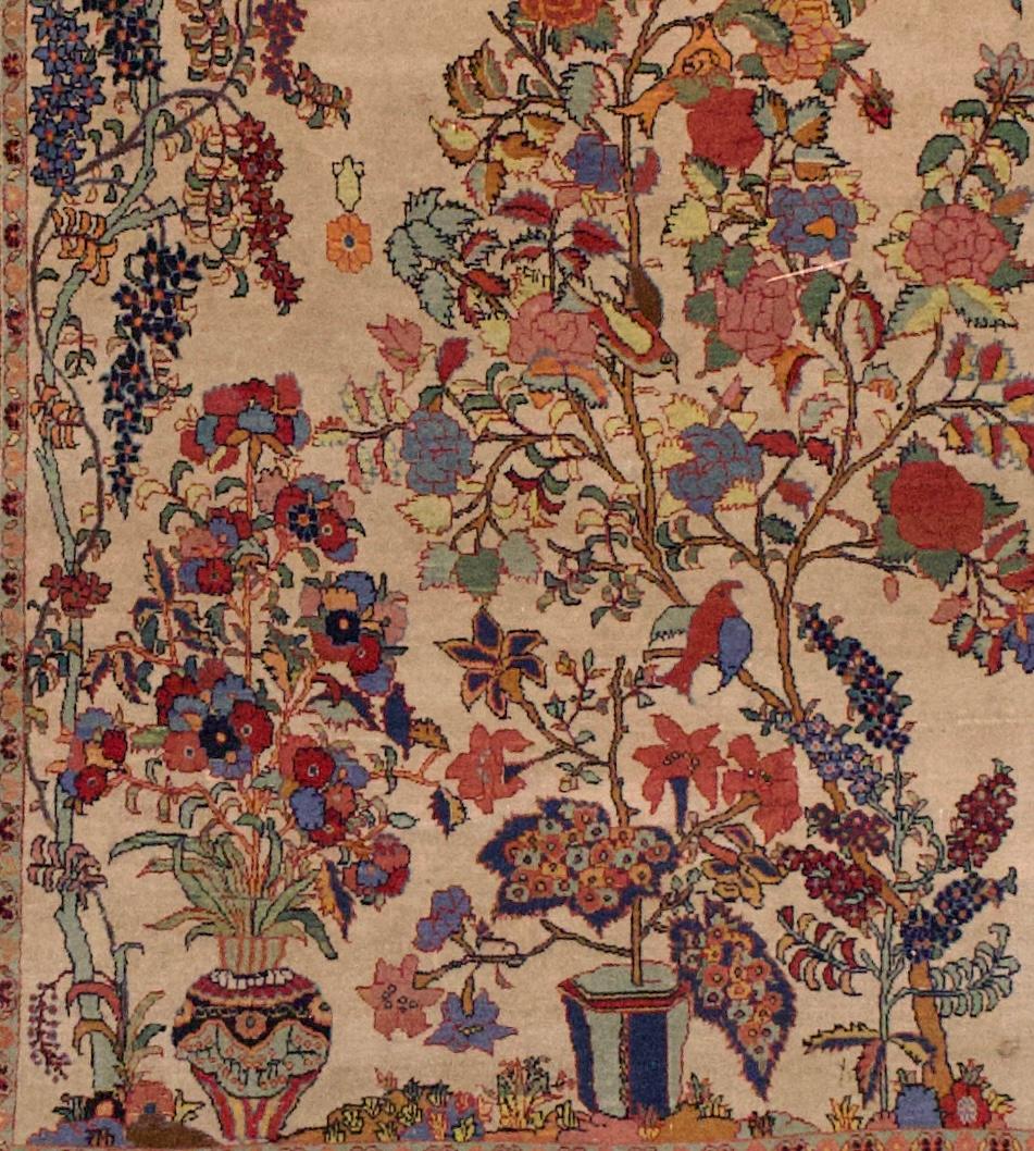 Antiker persischer Kashan Teppich 4'2