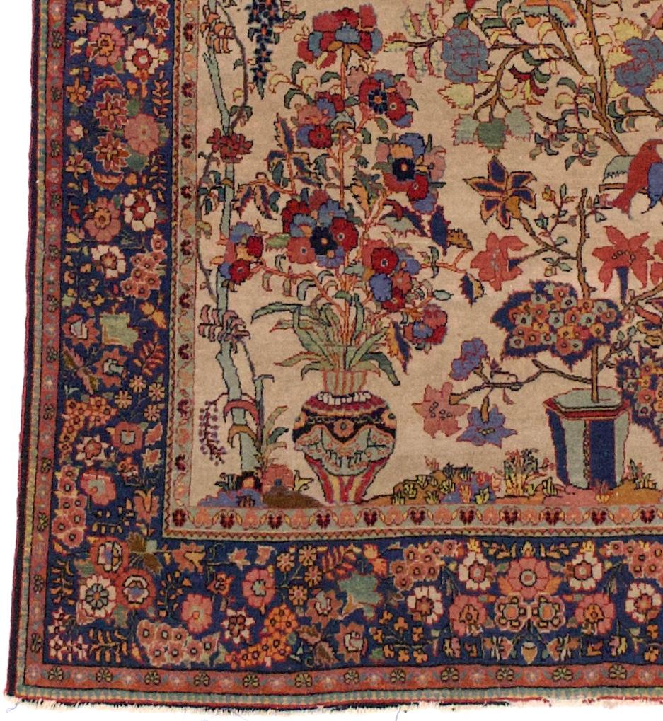 Antiker persischer Kashan Teppich 4'2