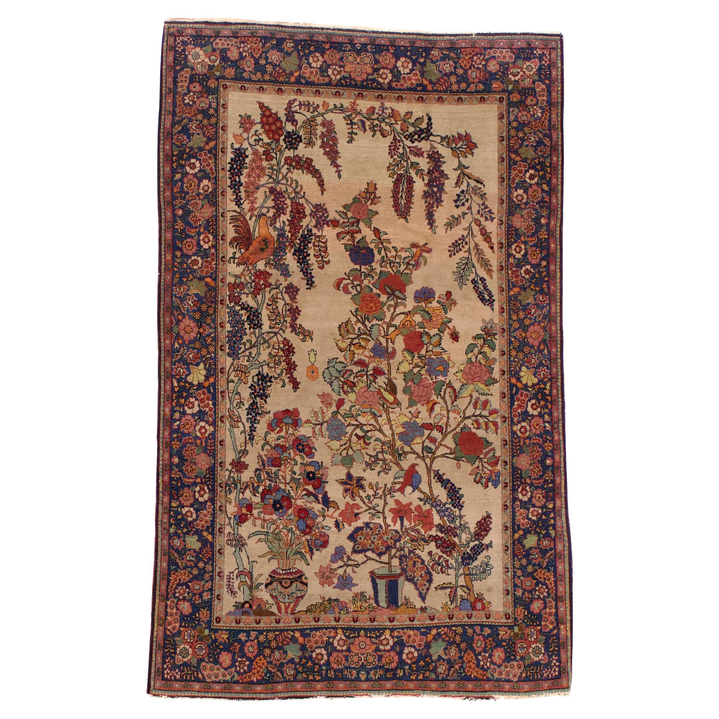 Antique Persian Kashan Rug 4'2" x 6’11"