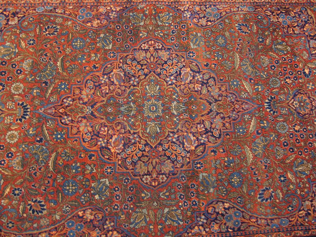 Hand-Knotted Antique Persian Kashan Rug For Sale