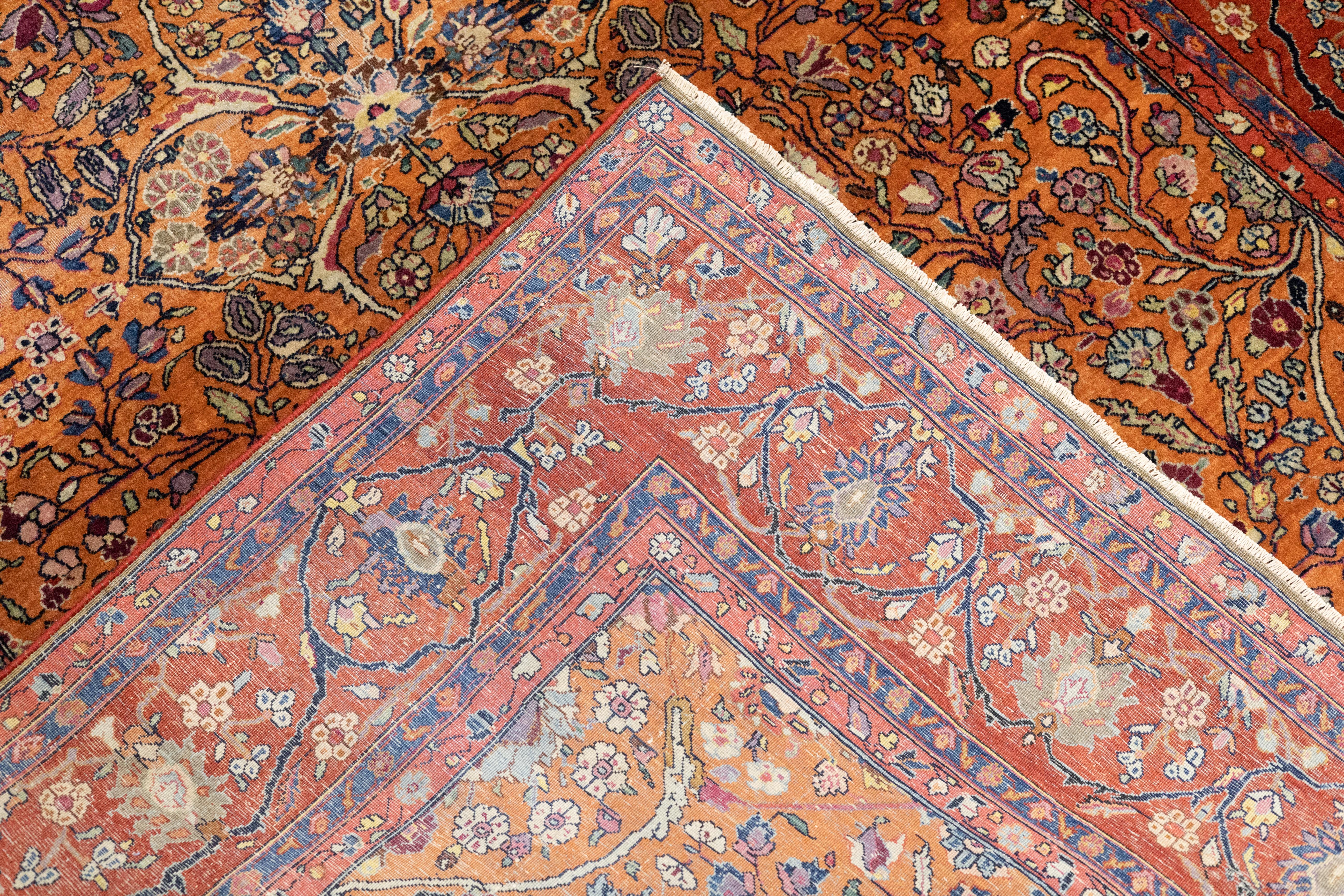 Antiker persischer Kashan-Teppich 4'6'' x 6'9'' (Wolle) im Angebot