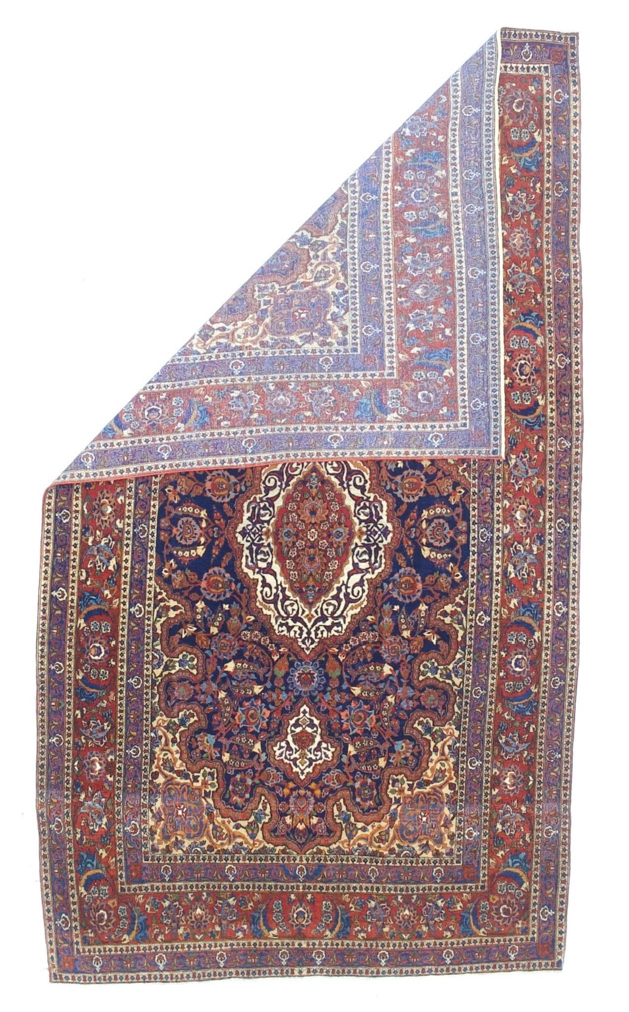 Antiker persischer Kashan-Teppich 5'0