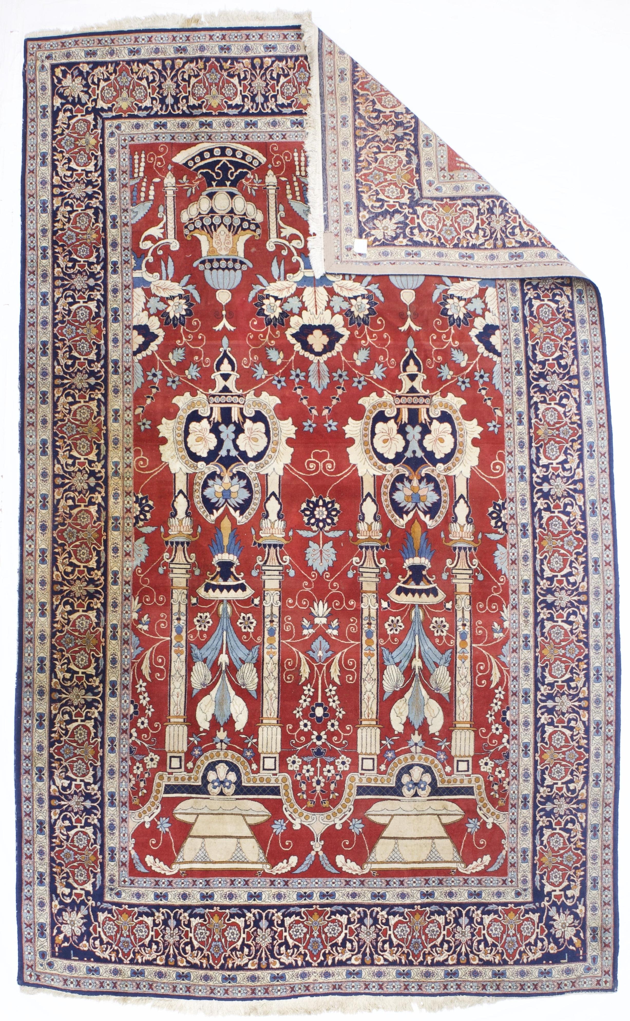 Antiker persischer Kashan-Teppich 6'11