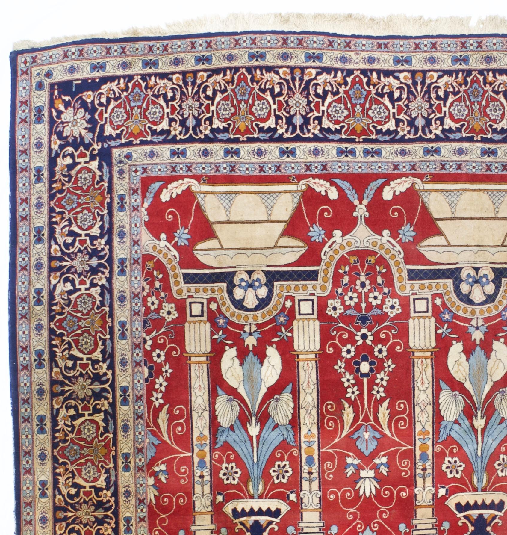 Antiker persischer Kashan-Teppich 6'11 x 11'10 (Persisch) im Angebot