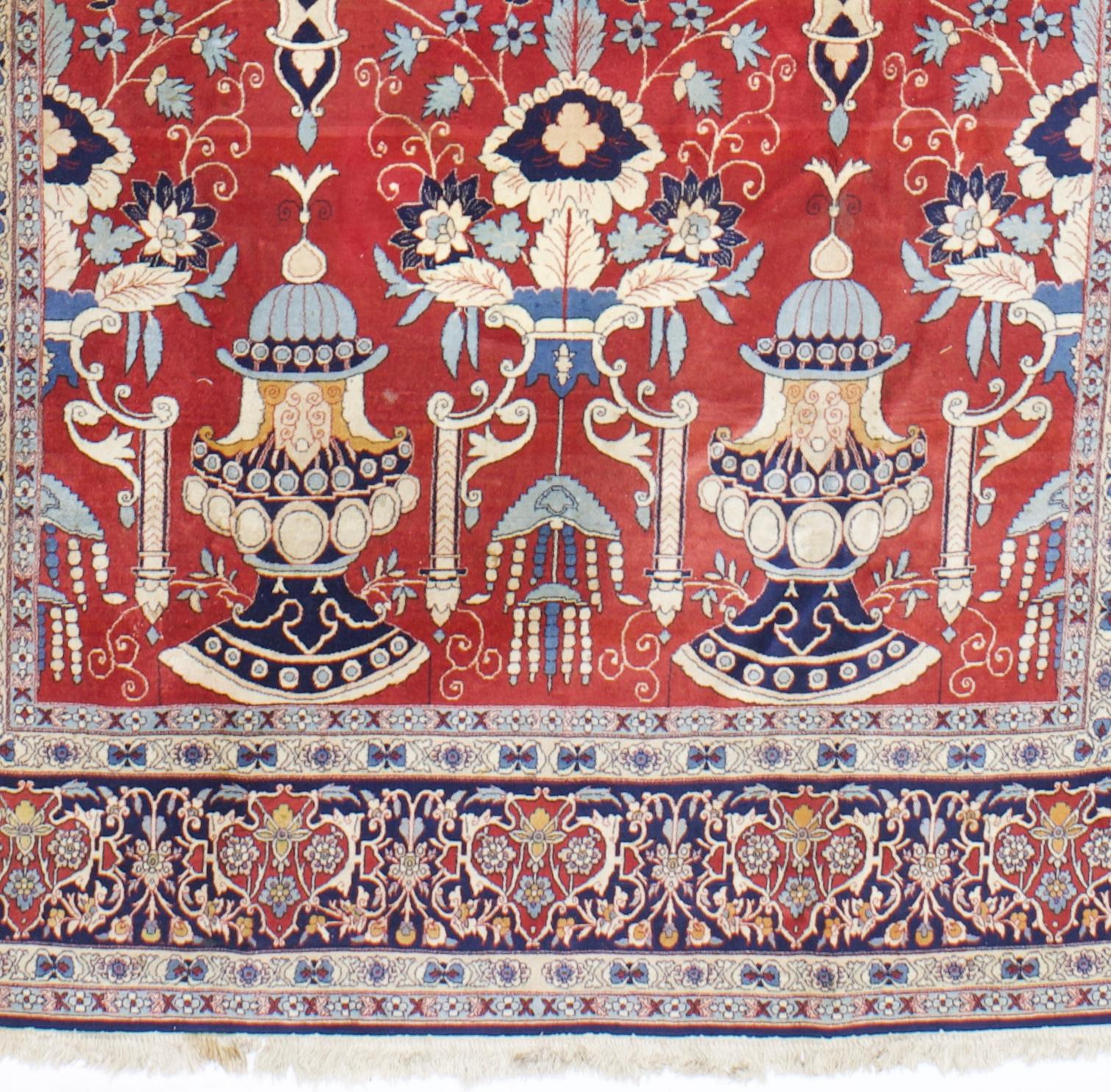 Antiker persischer Kashan-Teppich 6'11 x 11'10 (19. Jahrhundert) im Angebot