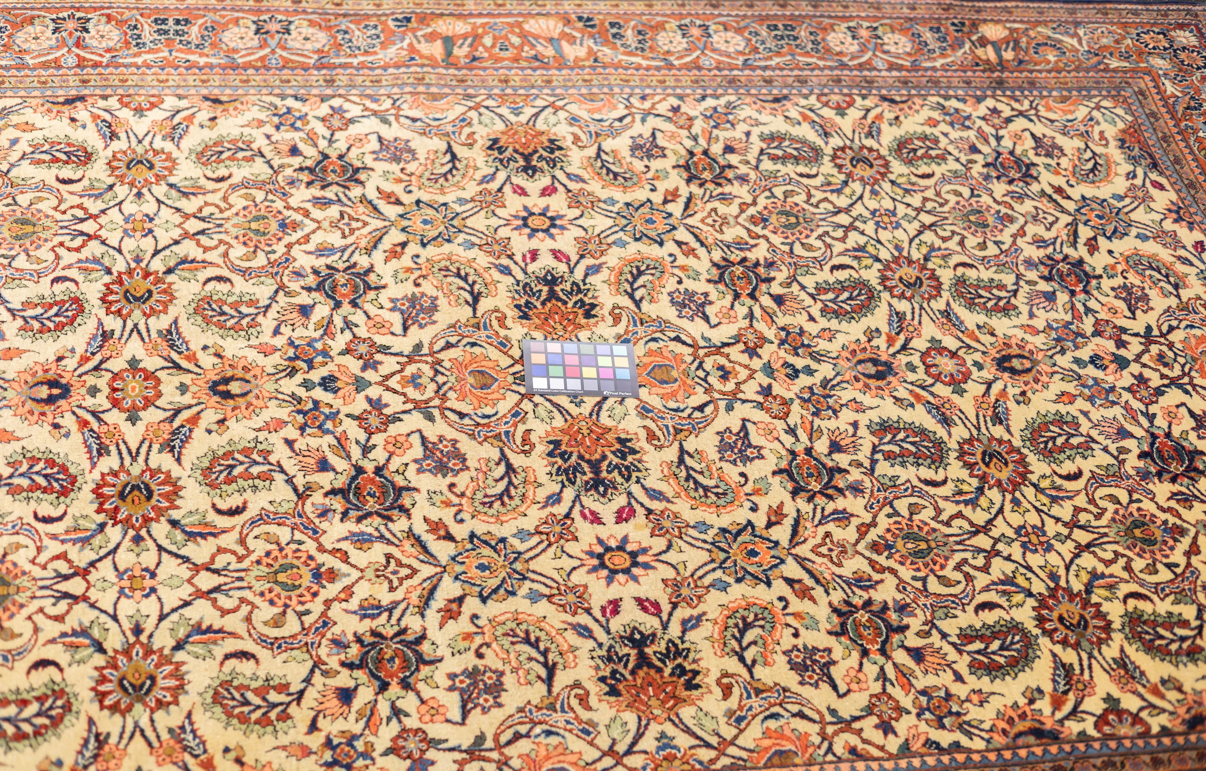 Antiker persischer Kashan-Teppich 6'9