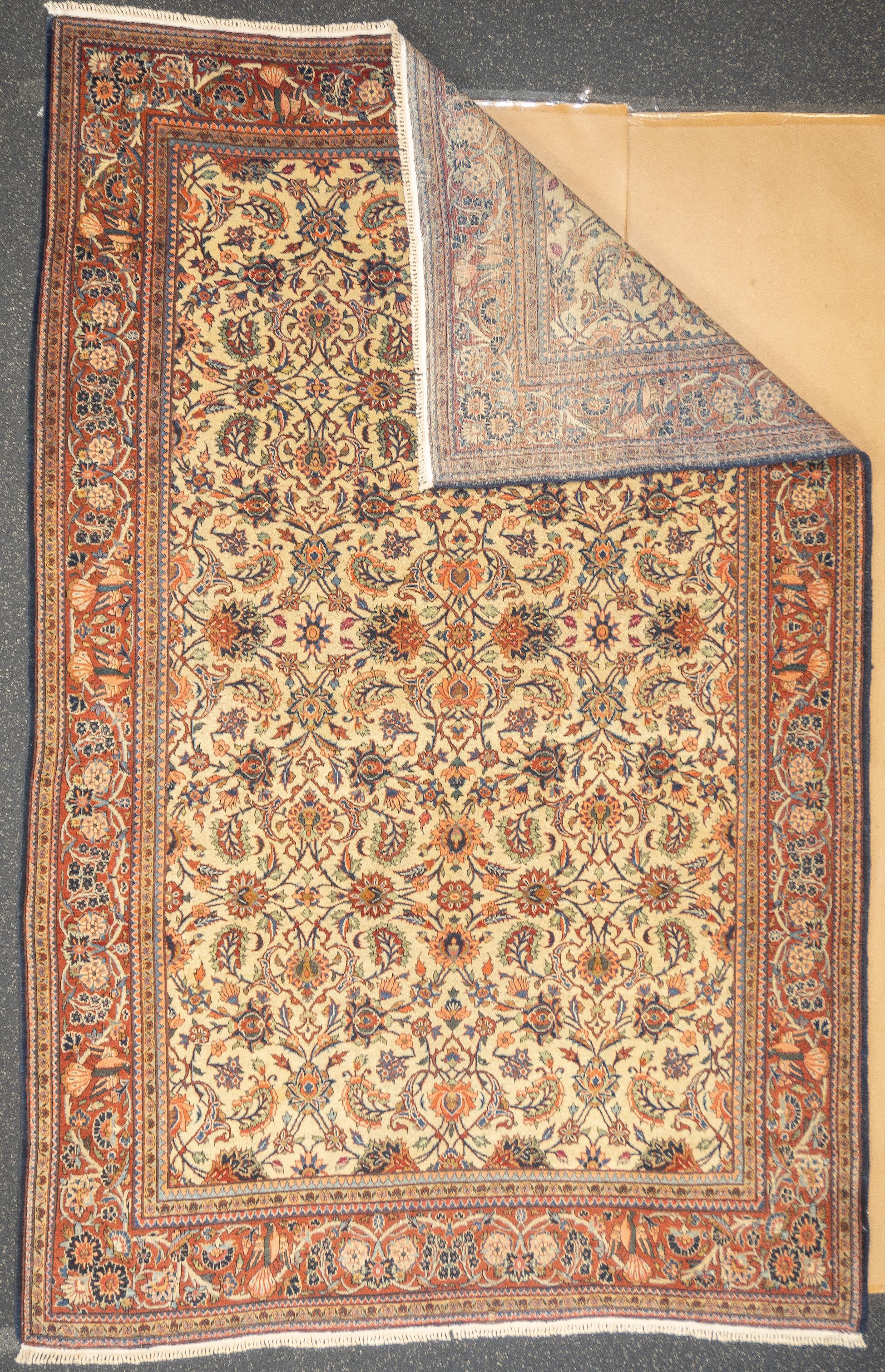Antiker persischer Kashan-Teppich 6'9