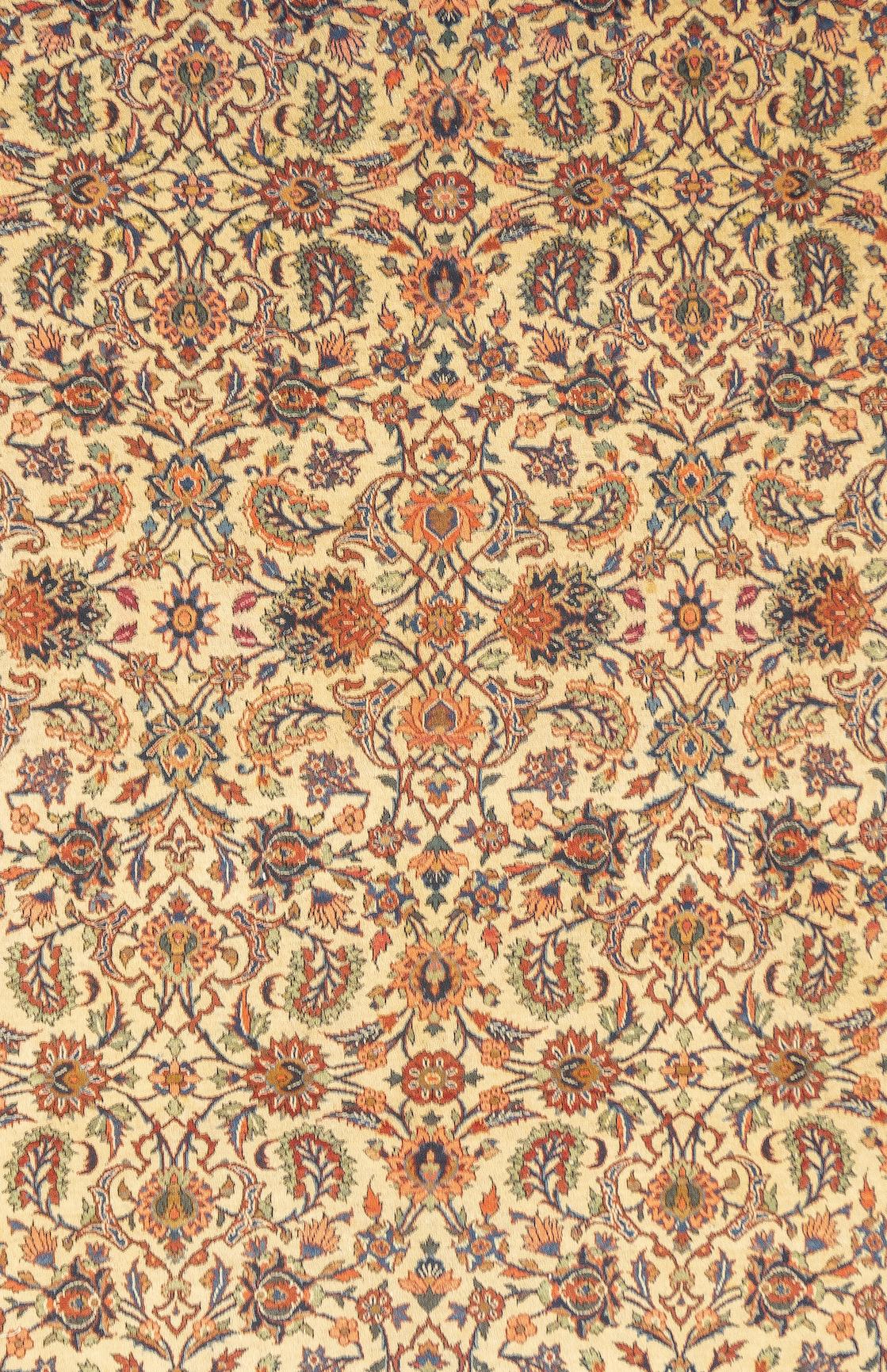 Antiker persischer Kashan-Teppich 6'9