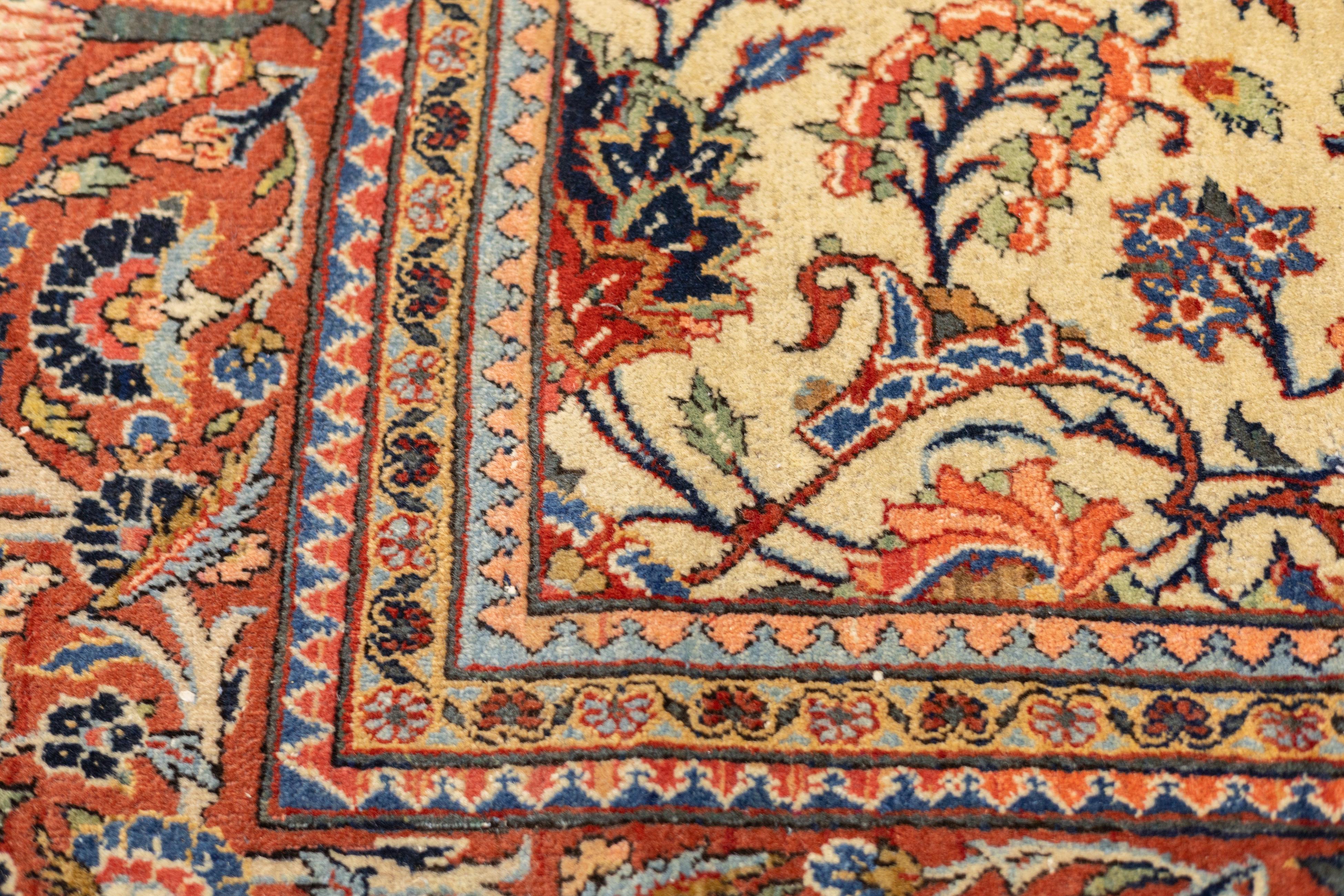 Antiker persischer Kashan-Teppich 6'9