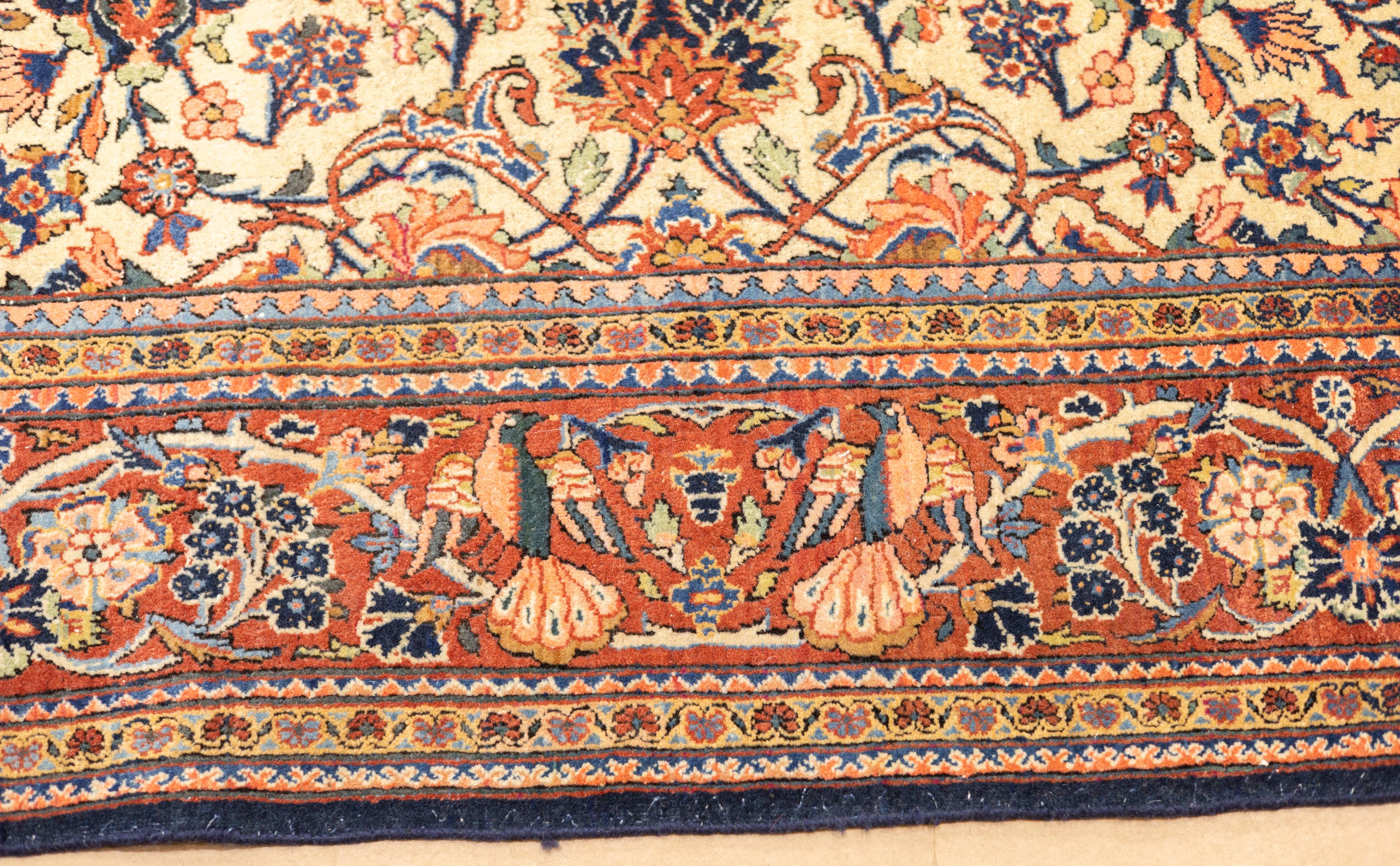 Antiker persischer Kashan-Teppich 6'9