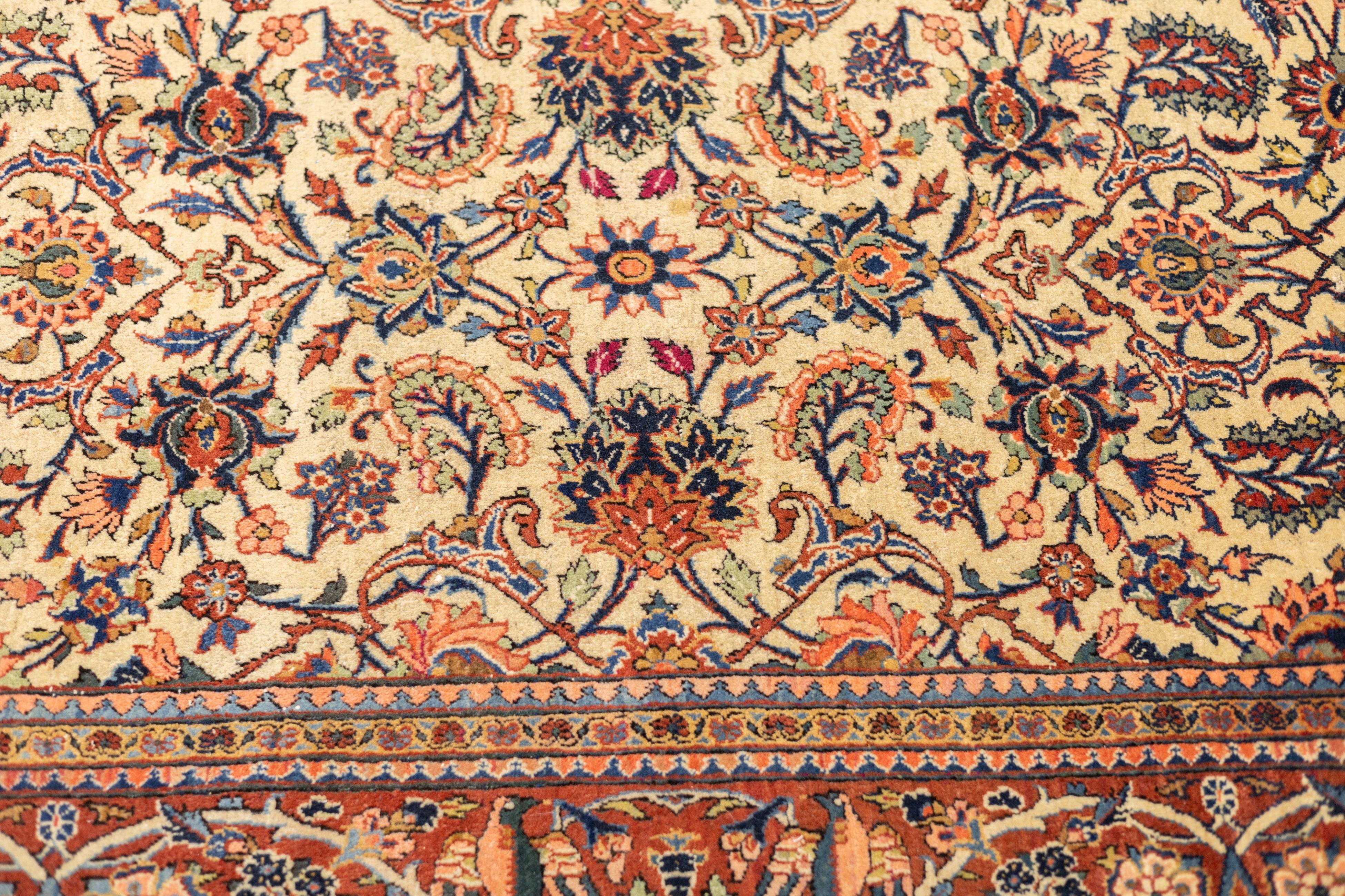 Antiker persischer Kashan-Teppich 6'9