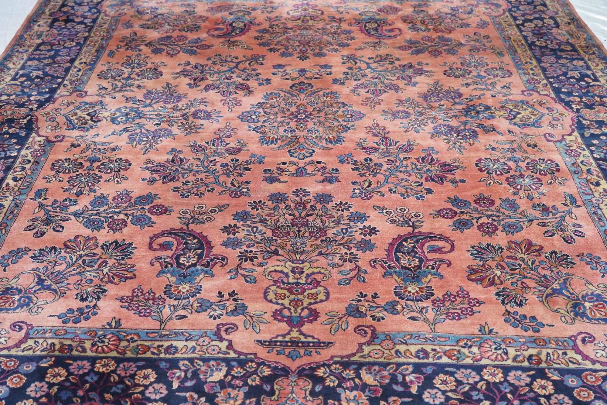 Laine Tapis persan ancien de Kashan 8'1