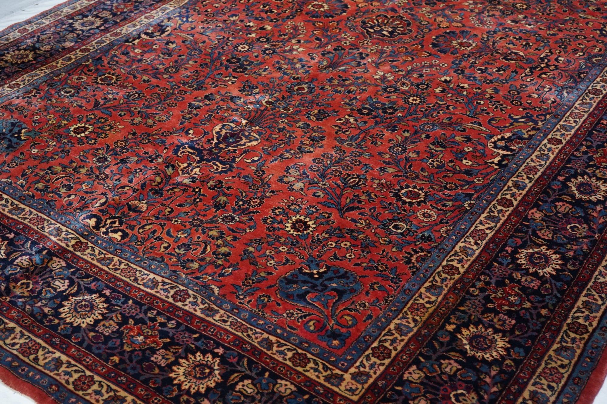 Tapis persan ancien Kashan 9'0'' x 14'1'' Bon état - En vente à New York, NY