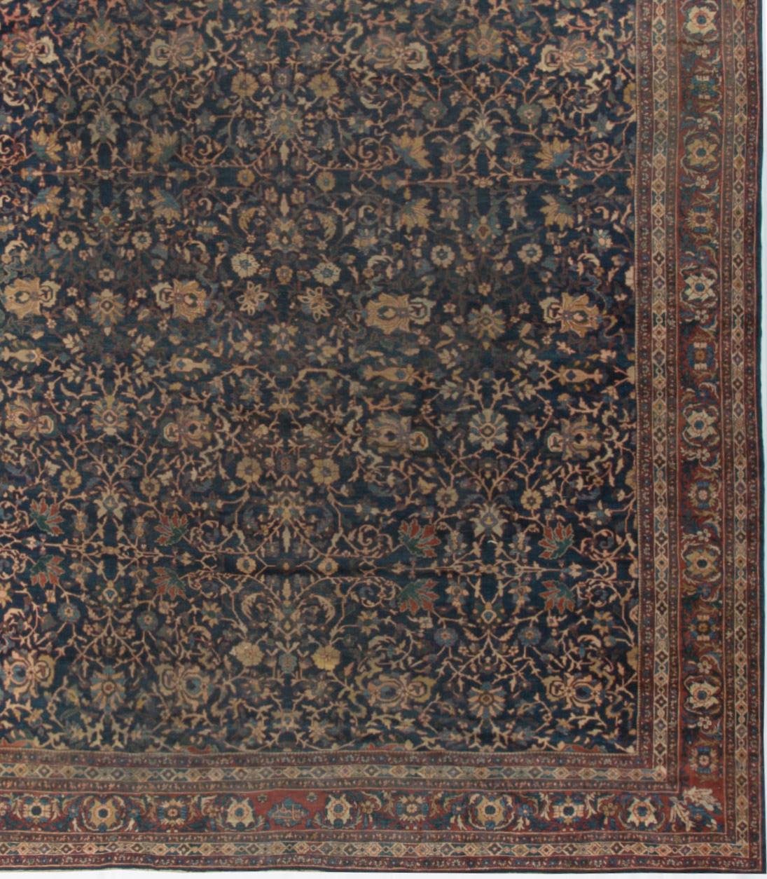 Hand-Woven Antique Persian Kashan Rug, circa 1900  12'3 x 17'2 For Sale