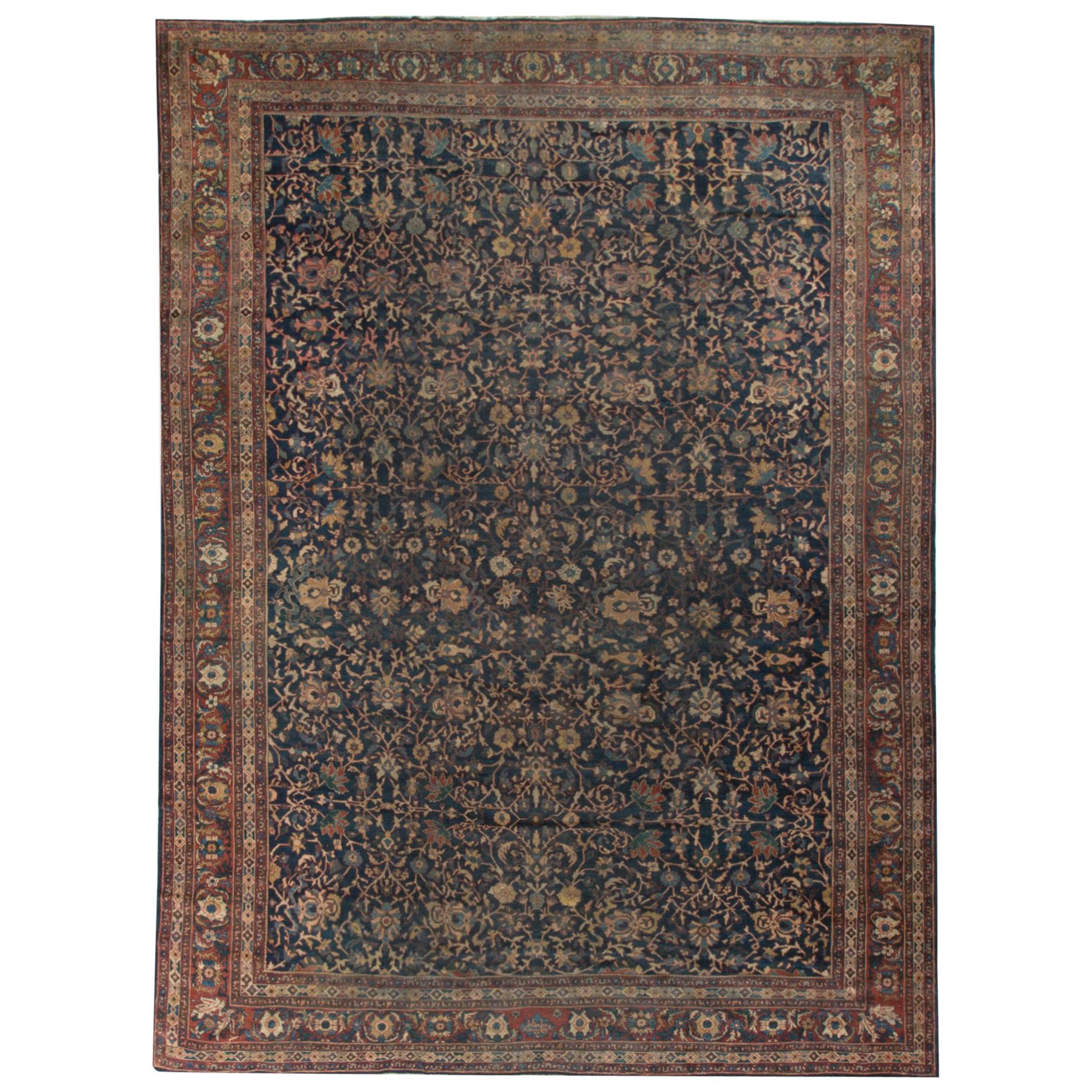 Antique Persian Kashan Rug, circa 1900  12'3 x 17'2 For Sale