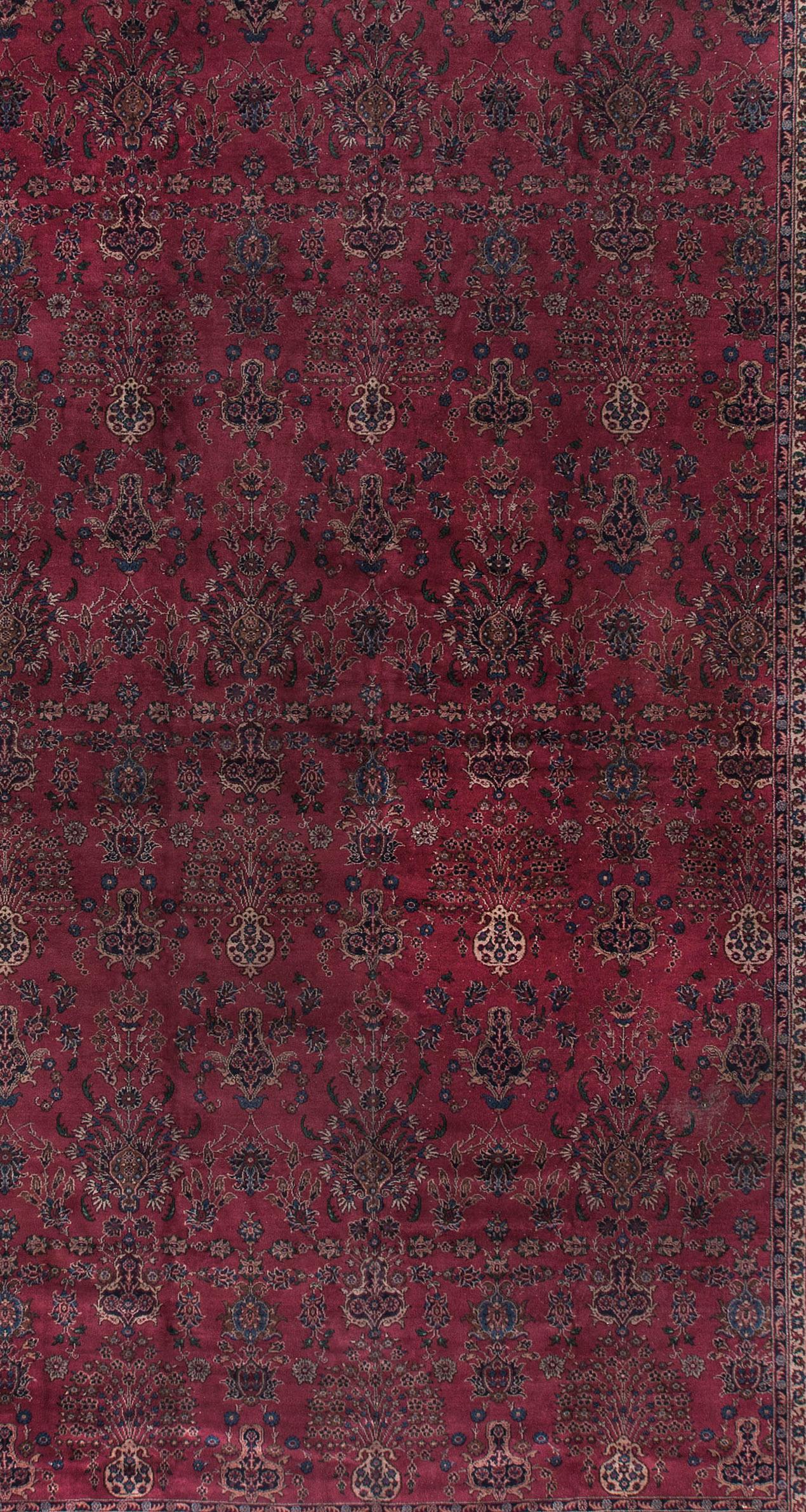 Antiker persischer Kashan-Teppich, um 1900, 1,33 m x 1,83 m (Kaschan) im Angebot