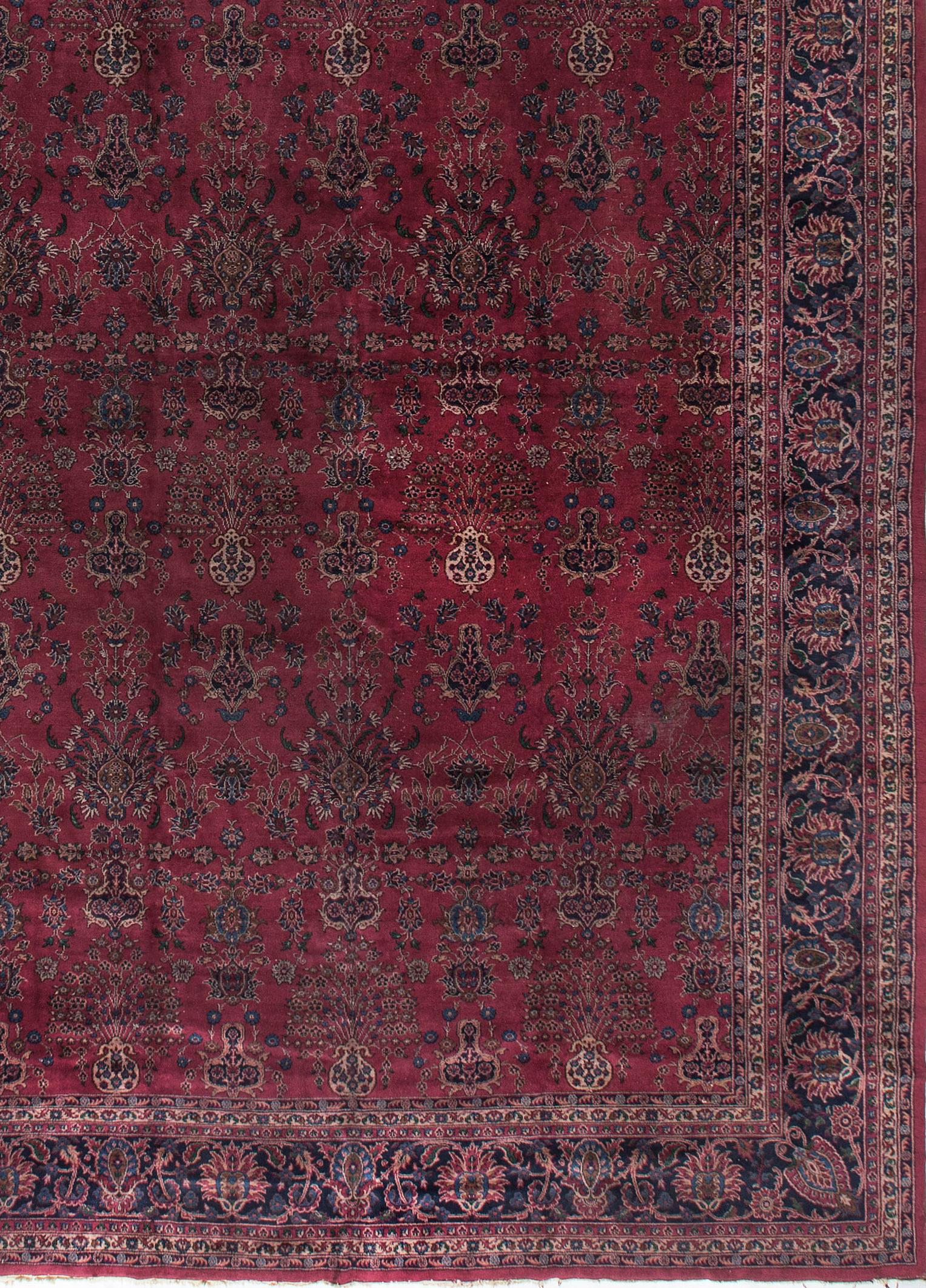 Hand-Woven Antique Persian Kashan Rug, circa 1900 13'8 x 22'1 For Sale