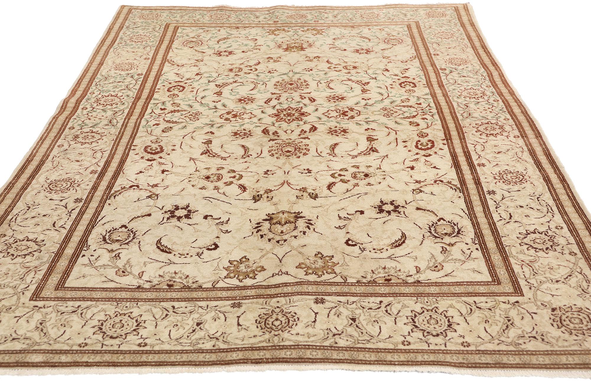 Hand-Knotted Antique Persian Kashan Rug, Classic Elegance Meets Traditional Sensibility For Sale