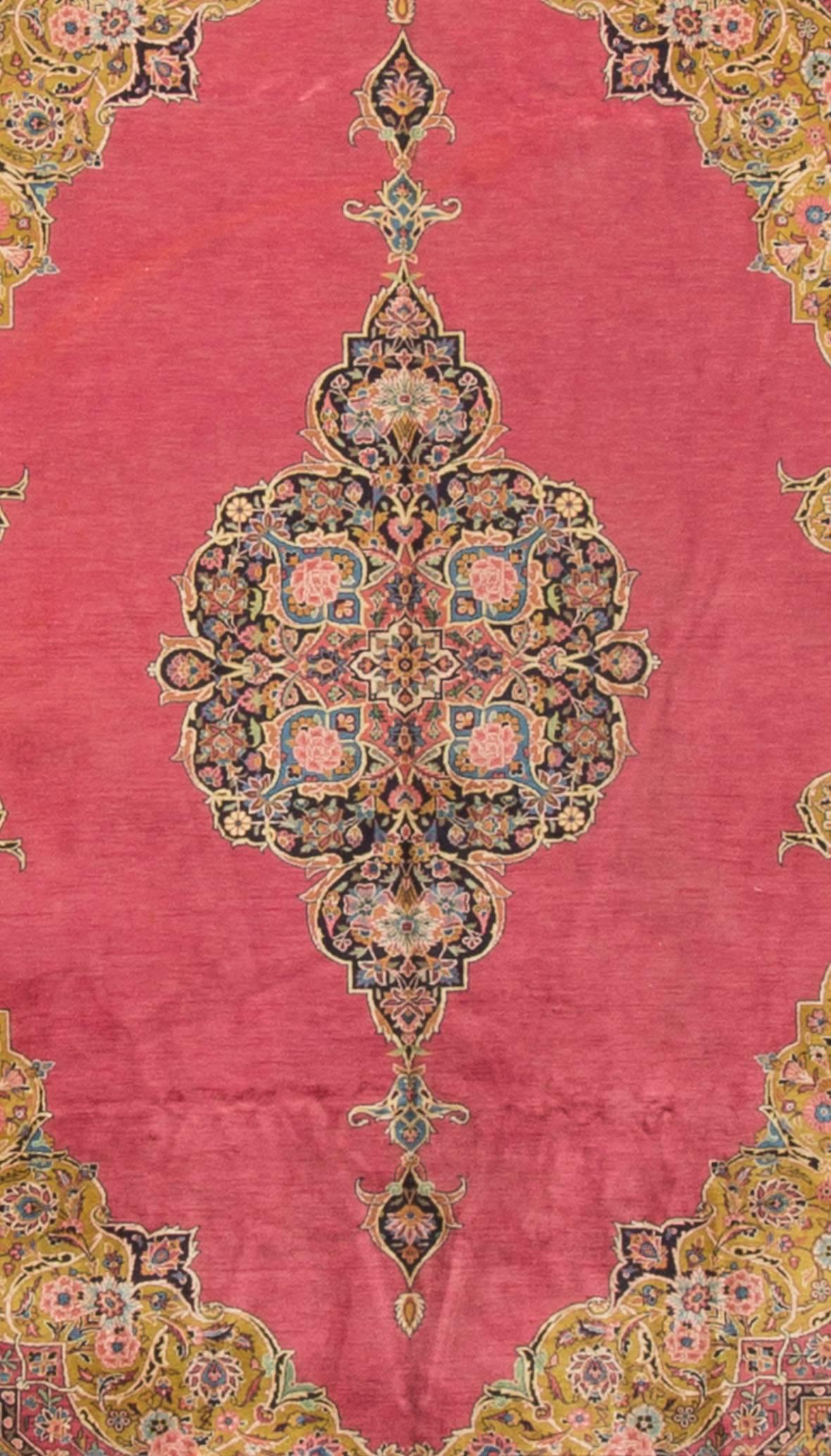 Alfombra Persa Kashan Antigua Anudado a mano en venta