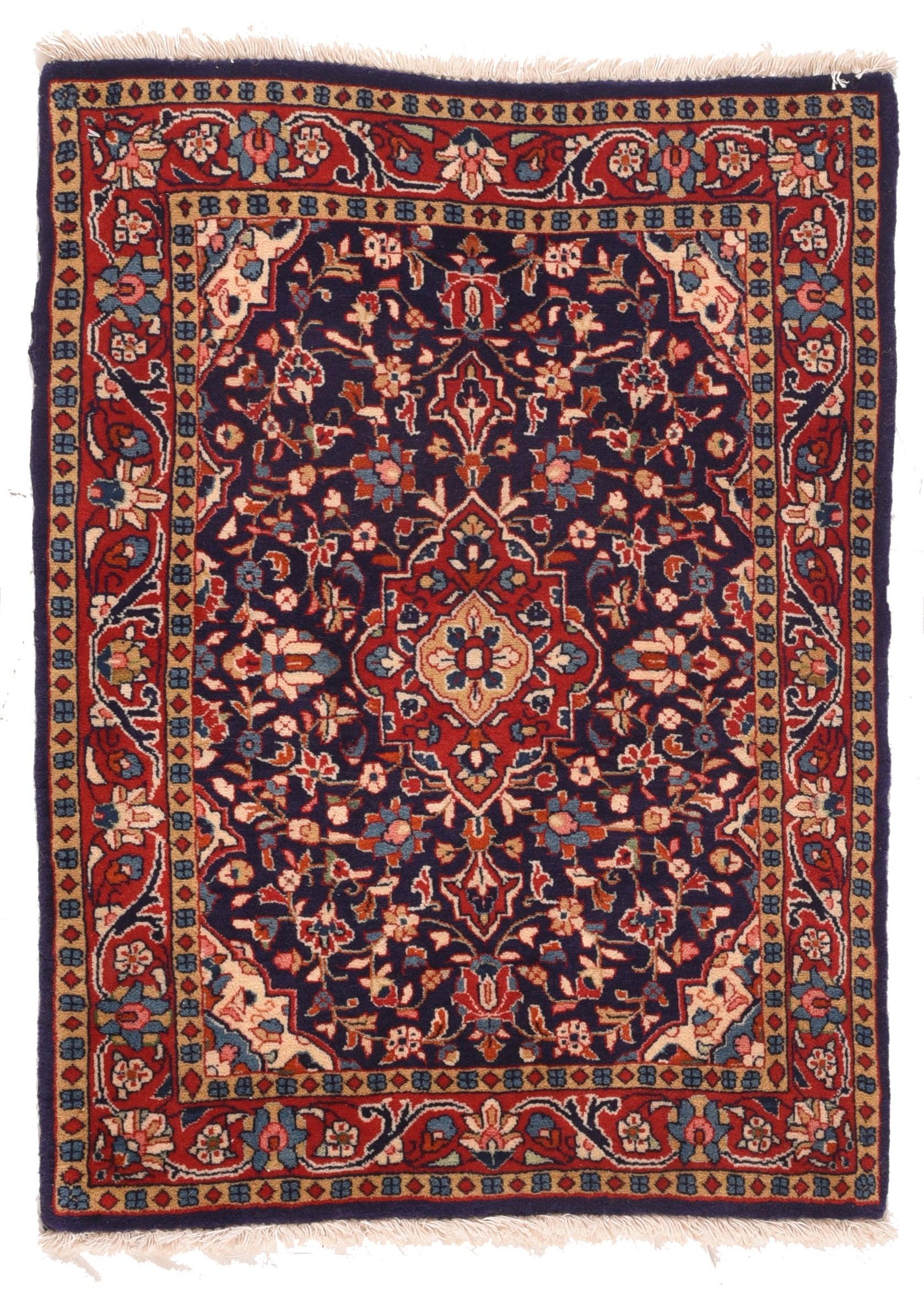 Hand-Knotted Vintage Persian Sarouk Mat