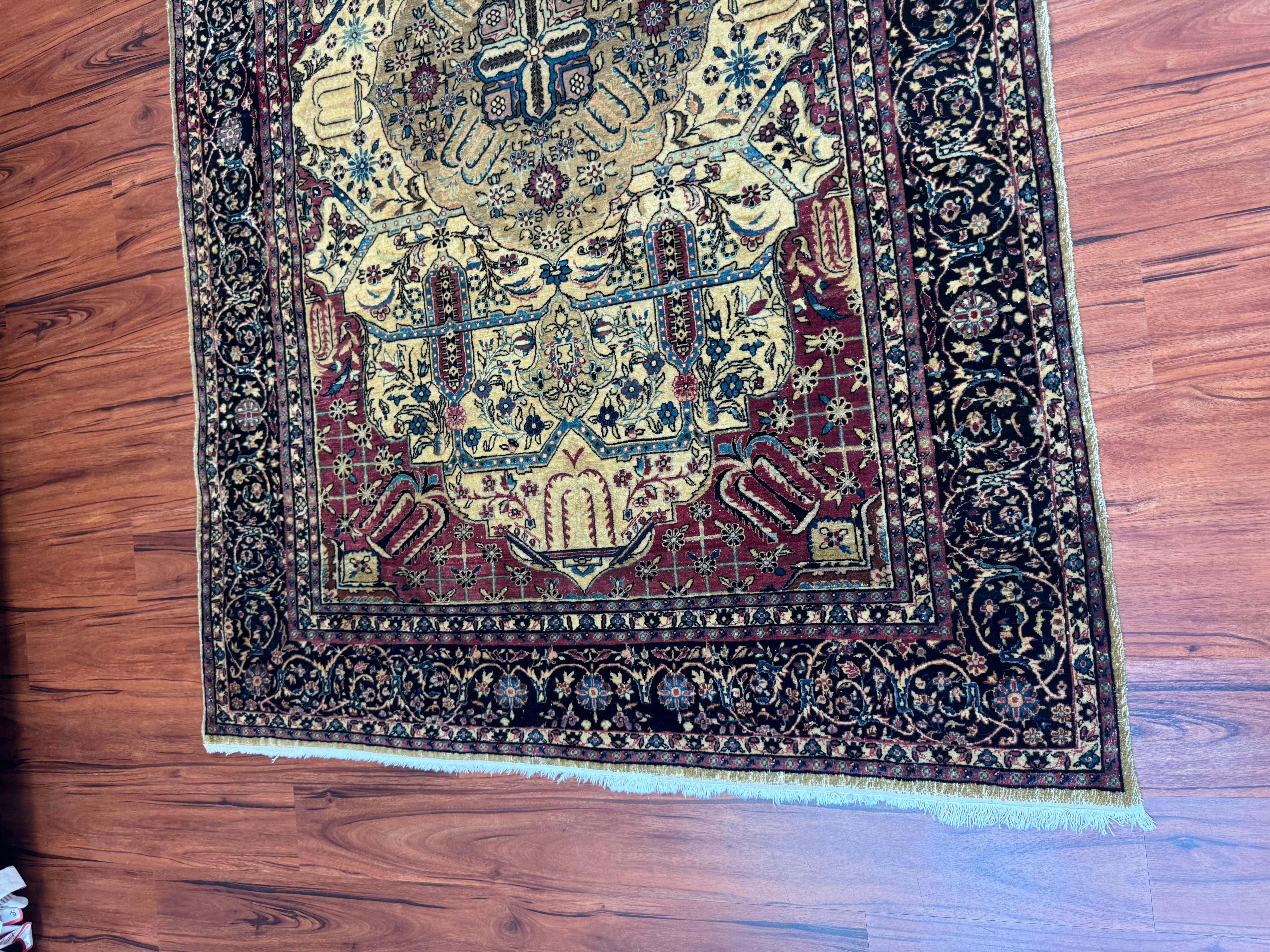 Hand-Woven Antique Persian Kashan Rug For Sale