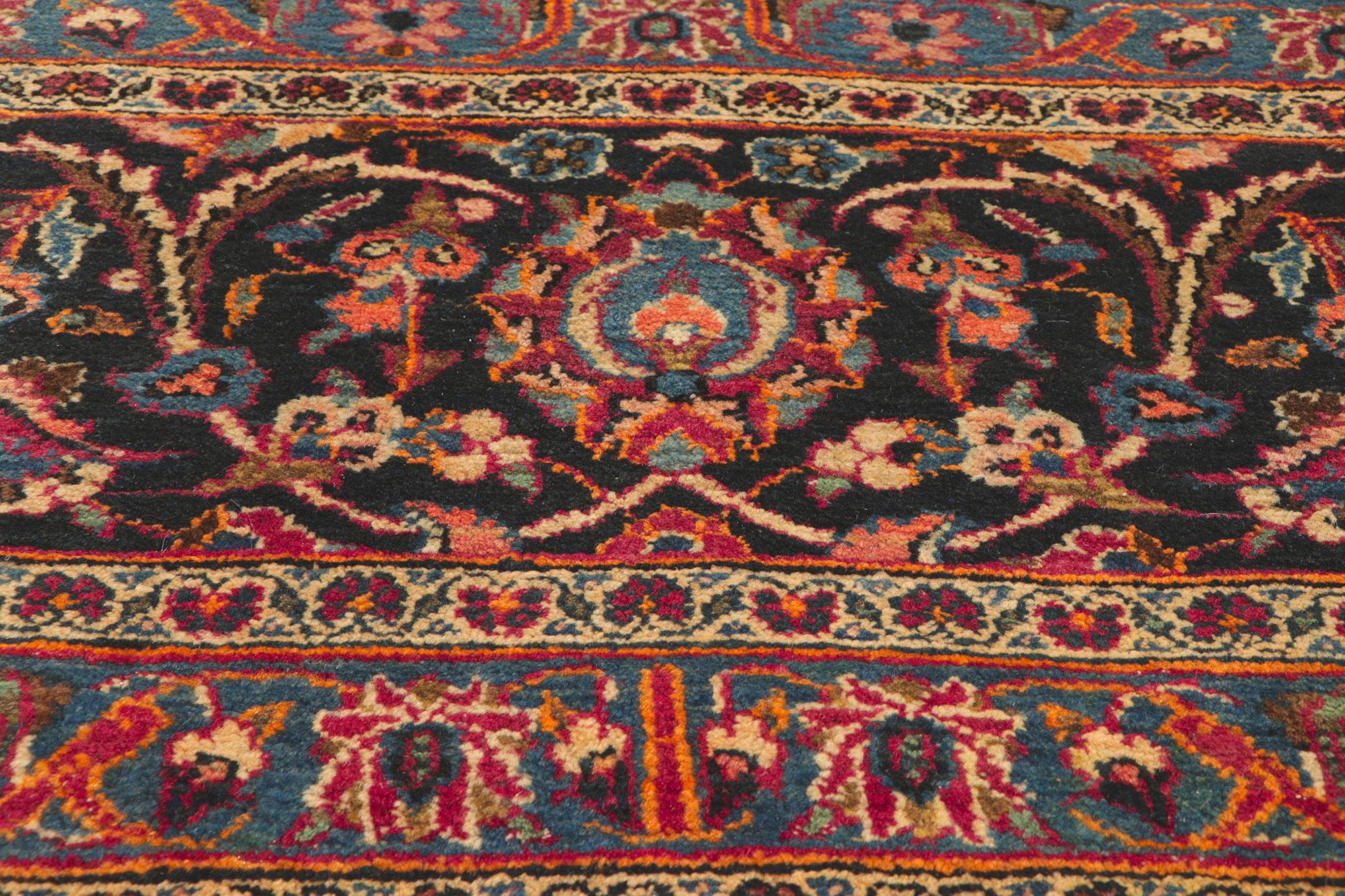 Hand-Knotted Antique Persian Kashan Rug