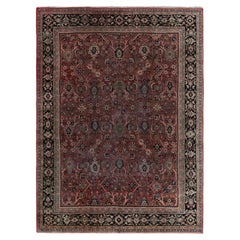 Antique Persian Kashan Rug in Burgundy with Floral Patterns, from Rug & Kilim