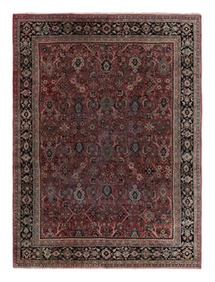 Antique Persian Kashan Rug in Burgundy with Floral Patterns, from Rug & Kilim