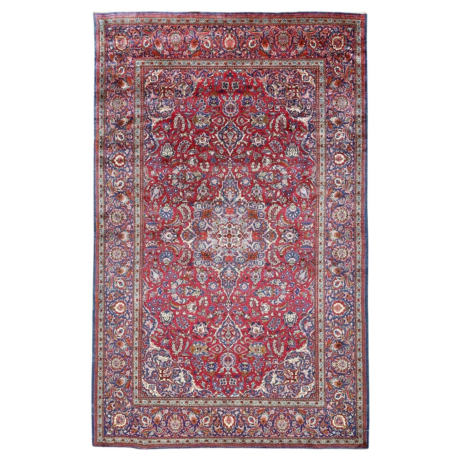 Antiker persischer Kashan-Teppich aus Seide 6'10 x 4'2