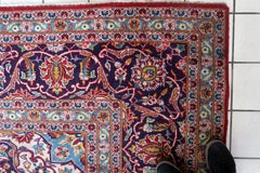 Antique Persian Kashan Rug, Medallion & Floral, 1920s, 9.3' x 12.7' - 1C1279