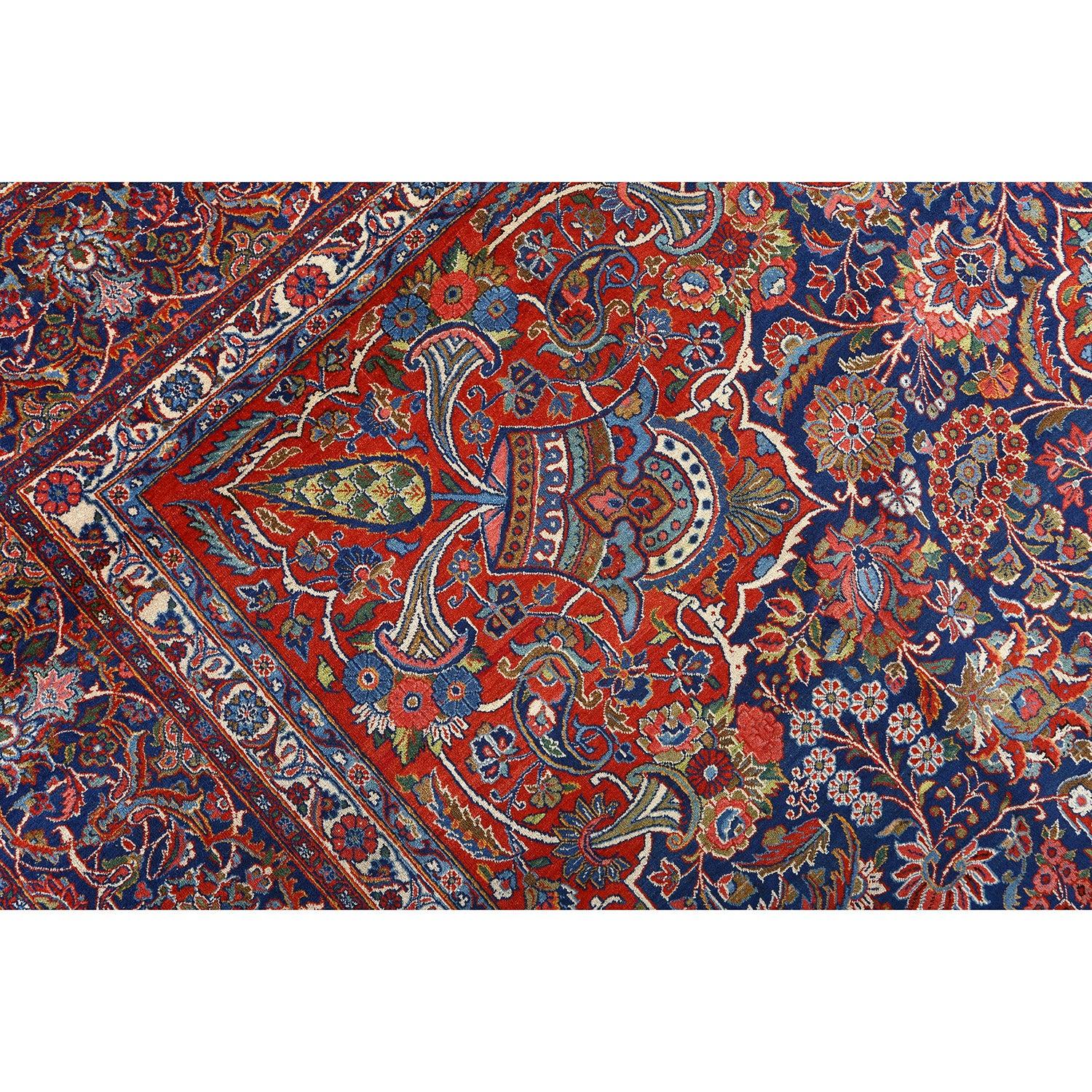 Noué à la main Tapis persan ancien Kashan - Taille : 10'2 X 13'7 en vente