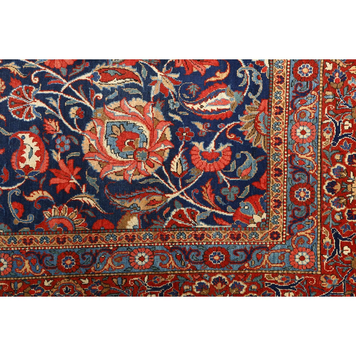 Noué à la main Tapis persan ancien Kashan - Taille : 11'5 X 8'2 en vente