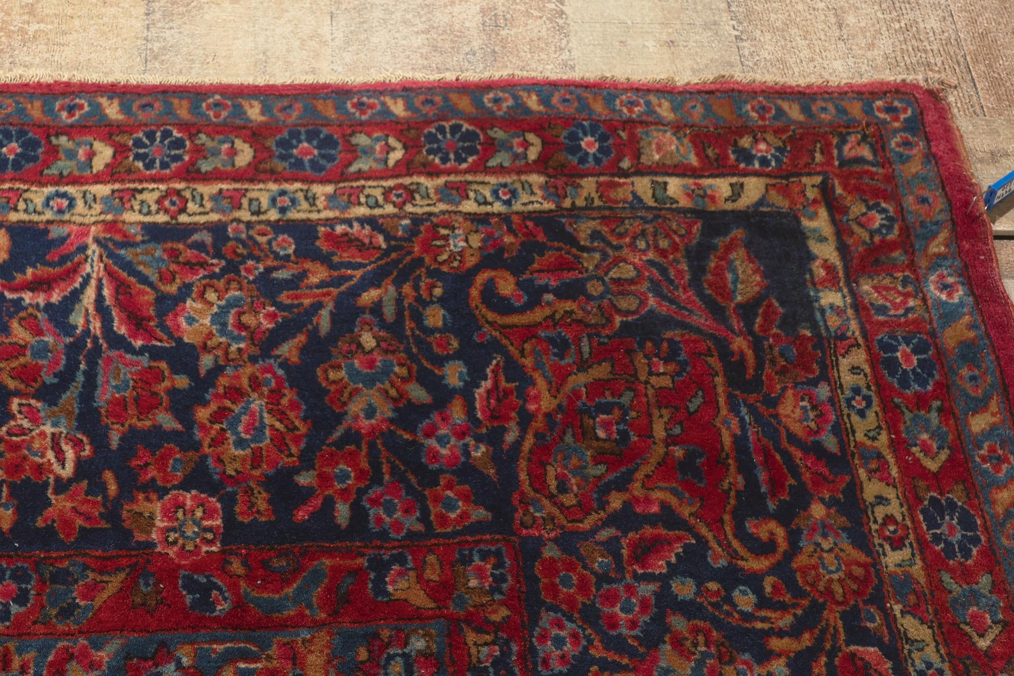 Antique Persian Kashan Rug with Art Nouveau Style in Rich Jewel Tones 5