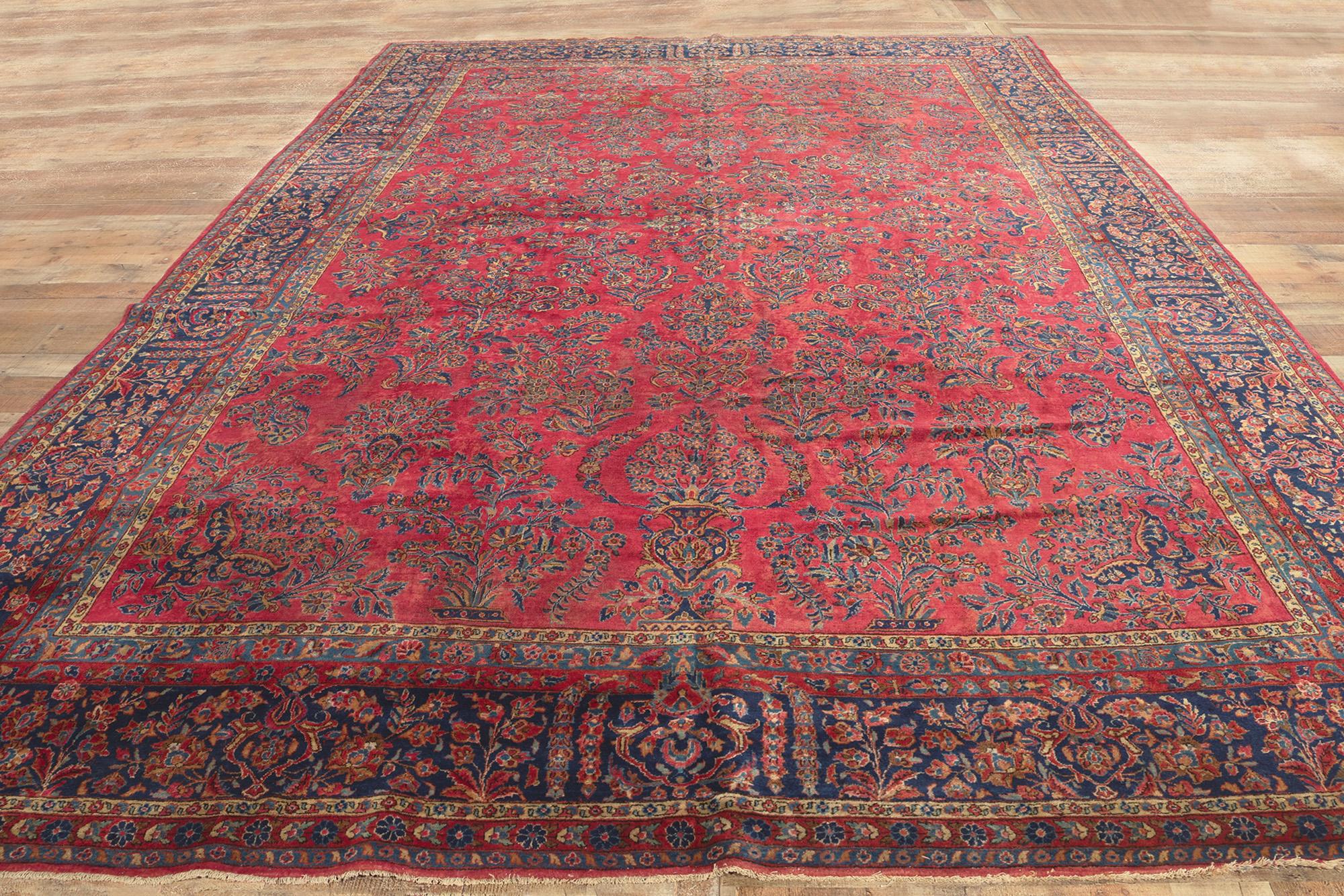 Antique Persian Kashan Rug with Art Nouveau Style in Rich Jewel Tones 6